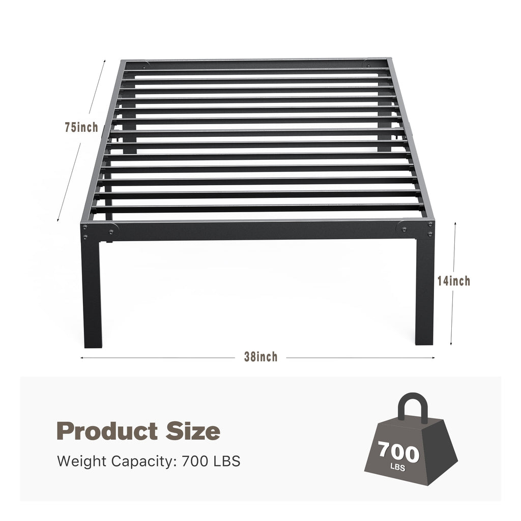Bed Frame - Full Size Heavy Duty Platform Bed with Underbed Storage, 14-Inch High Steel Slat Support, Non-Slip Design, No Box Spring Required