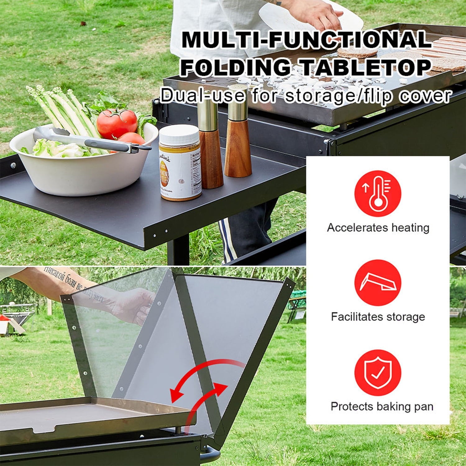 AKIUDEX 4-Burner 36" Propane Outdoor Barbecue Griddle Station Flat Table Top Gas Grill Griddle for Camping