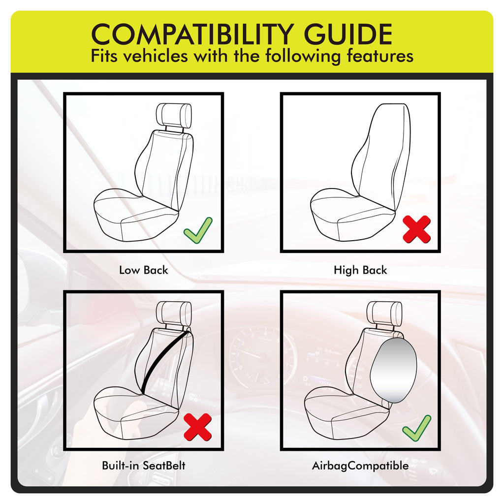 Auto Drive Universal Fit Black,White Cow Faux Leather Car Seat and Headrest Cover, Set of 2