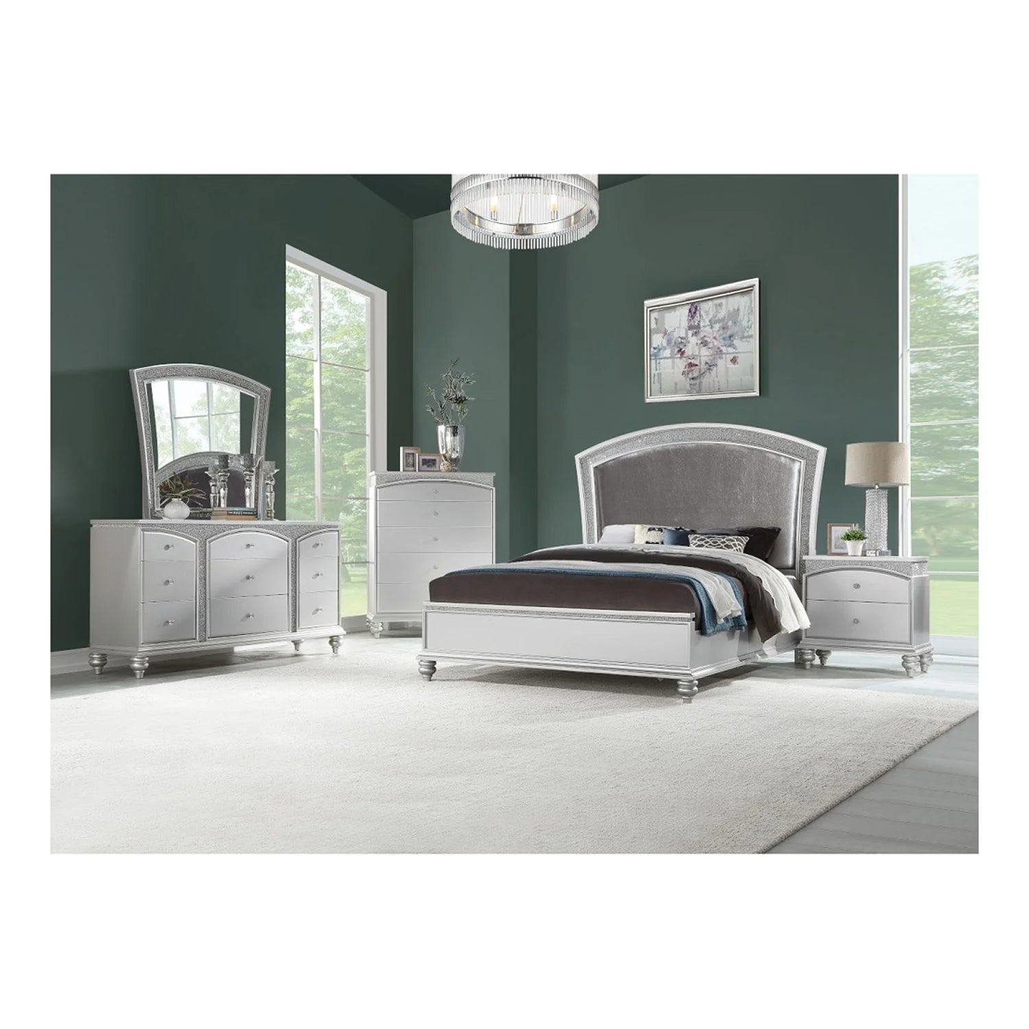 ACME Maverick 5-Drawer Wooden Chest in White Platinum