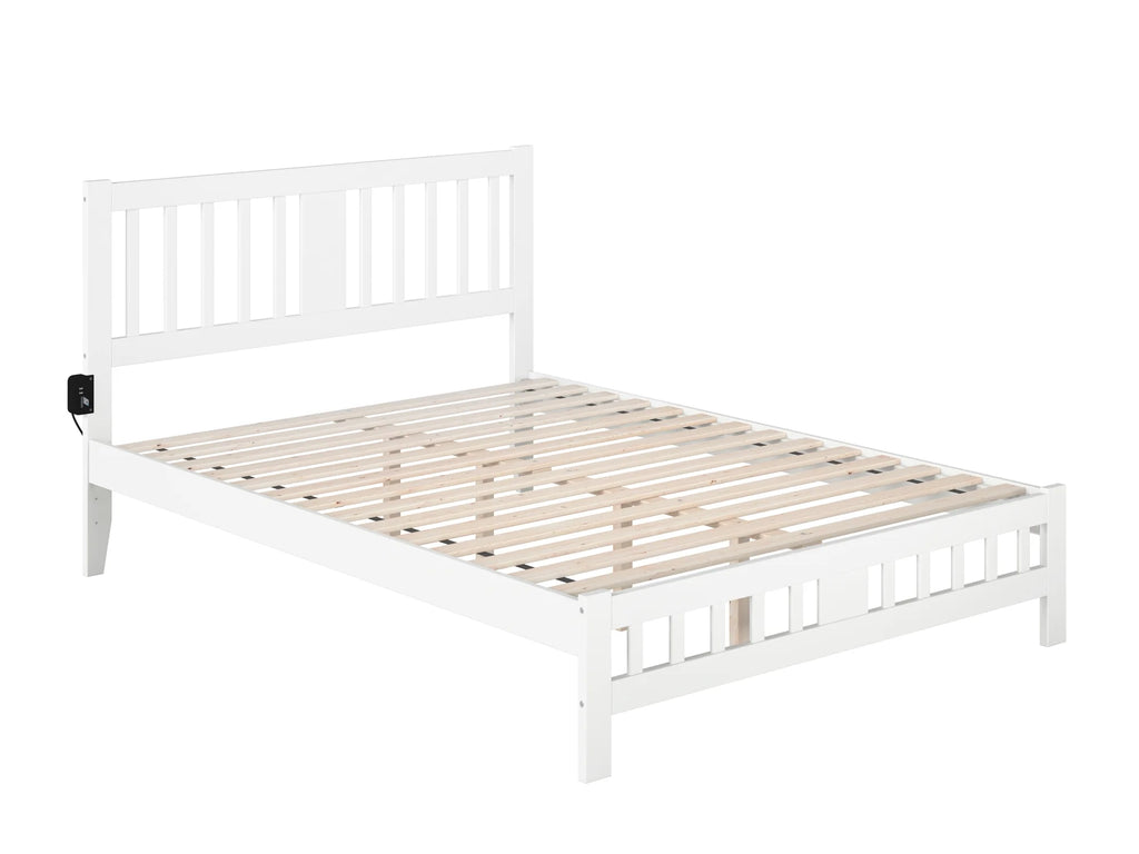 AFI Tahoe 14" Queen Wood Platform Bed with Slatted Headboard and Footboard, White