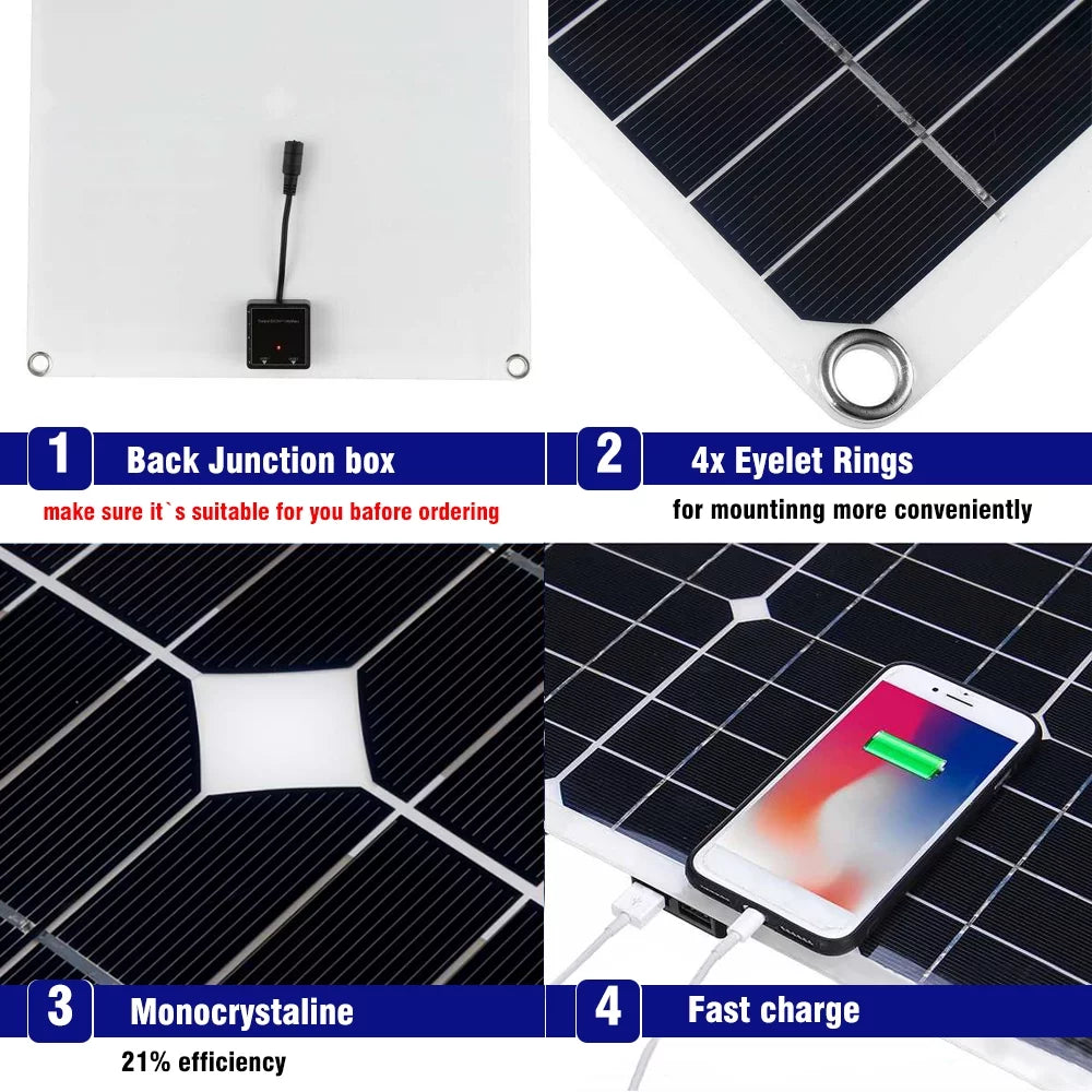 6000W Complete Solar Panel Kit Solar Power Generator 100A Home 110V Grid System