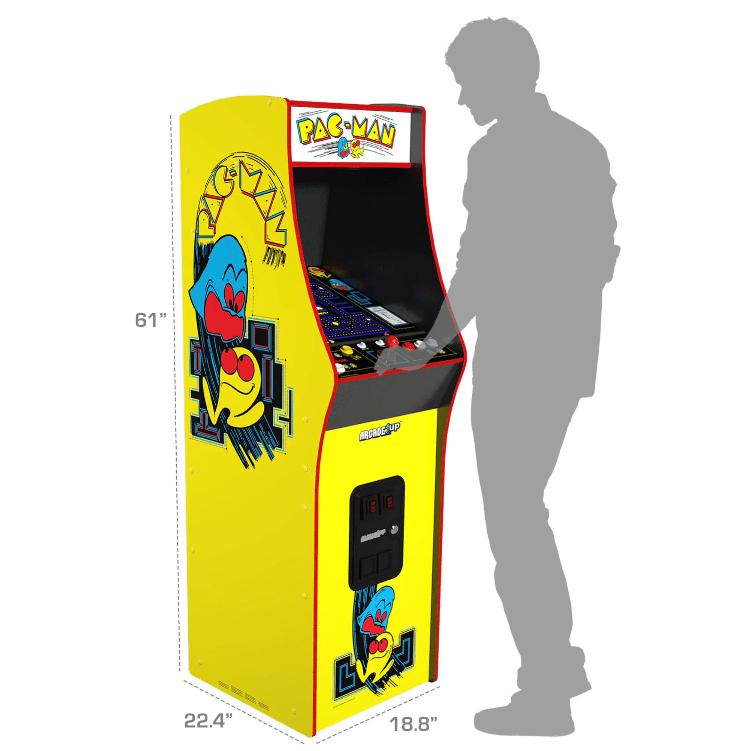 Arcade1Up PAC-MAN Deluxe Arcade Game, built for your home, with 5-foot-tall full-size stand-up cabinet, 14 classic games, and 17-inch screen