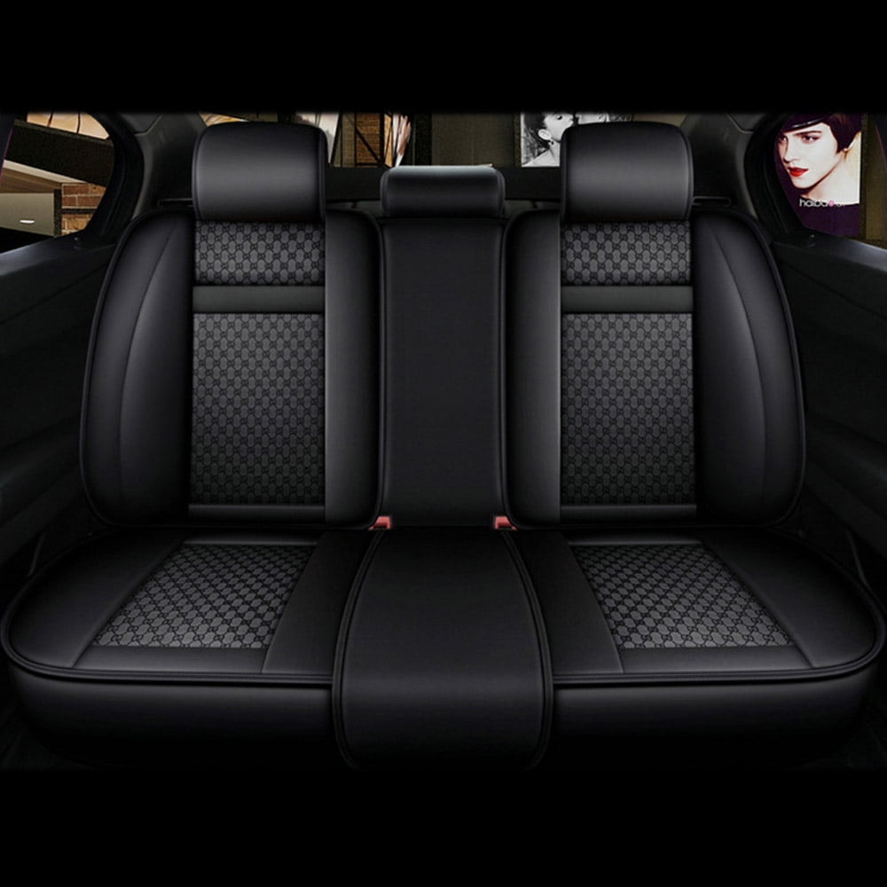 Aotiyer Universal Car Seat Covers 5PCS Full Set Car Seat Covers Accessories Breathable Leather Automotive Seat Covers for Most Cars SUVs Pick-up Trucks