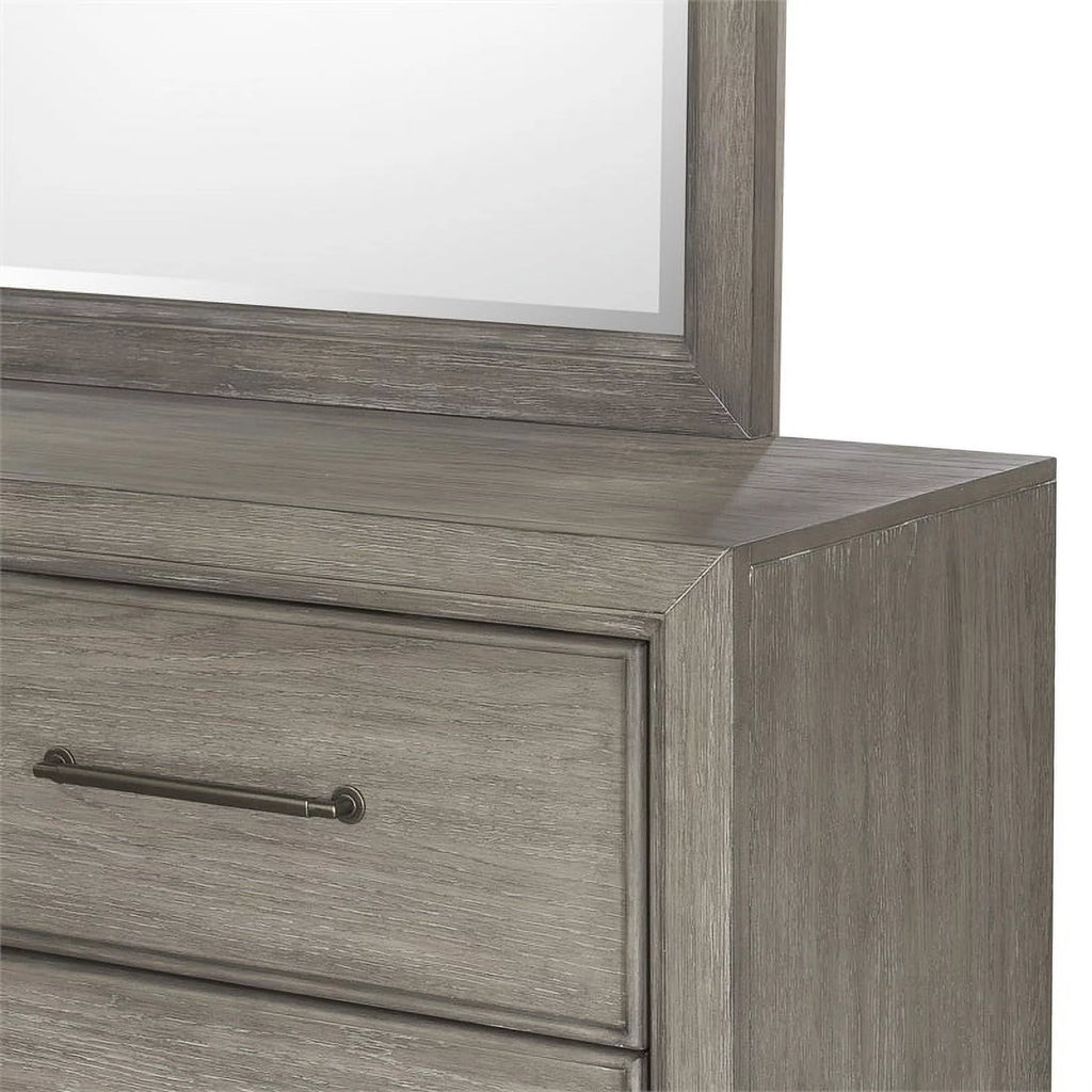 Andover Solid Wood 6 Drawer Dresser with Mirror in Dove Gray by Samuel Lawrence