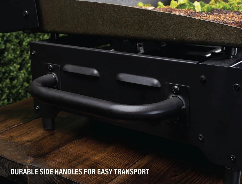 22 inch Blackstone Griddle with Hood, Side Burner, and Grill Stand, Tabletop Flat Top Grill Propane Portable Gas Grill and Outdoor BBQ Grill & Blackstone Seasoning and Wholesalehome Gloves and Cloth