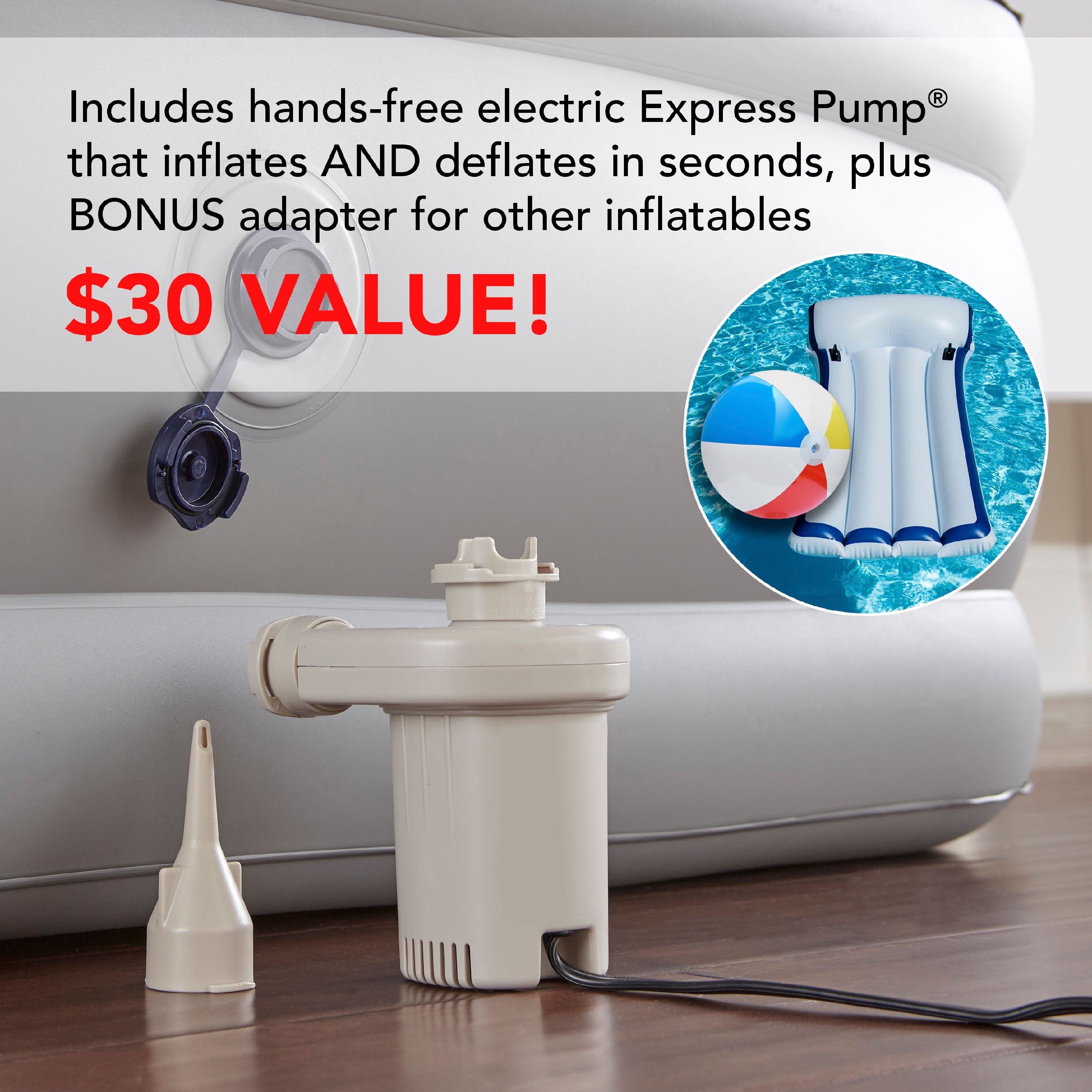 Beautyrest Hi Loft 17" Queen Air Bed Mattress, Raised Inflatable Blow-Up Bed, Powerful Pump, Adjustable Firmness