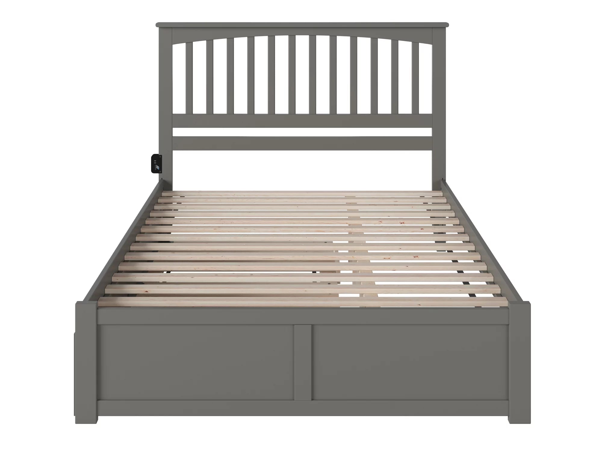AFI Mission Queen Wood Platform Bed with Headboard Footboard & Twin XL Trundle, Grey