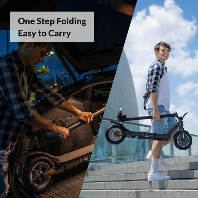 5TH WHEEL Electric Scooter with Turn Signals, 10" Solid Tires, 19.9 Miles Range & 18 mph, 350W Motor, Foldable Electric Scooter for Adults