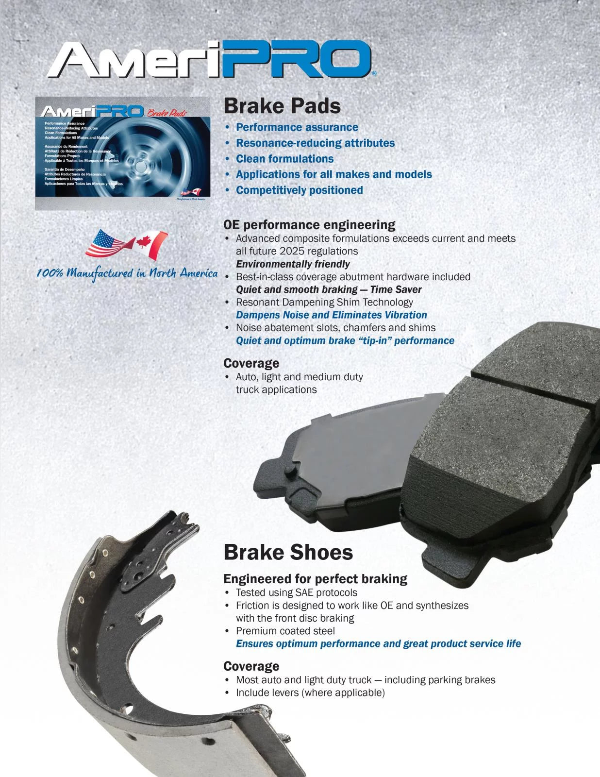 AmeriPRO Ceramic Pads Park Shoe For 19-20 Hyundai Santa Fe Dual Piston Caliper