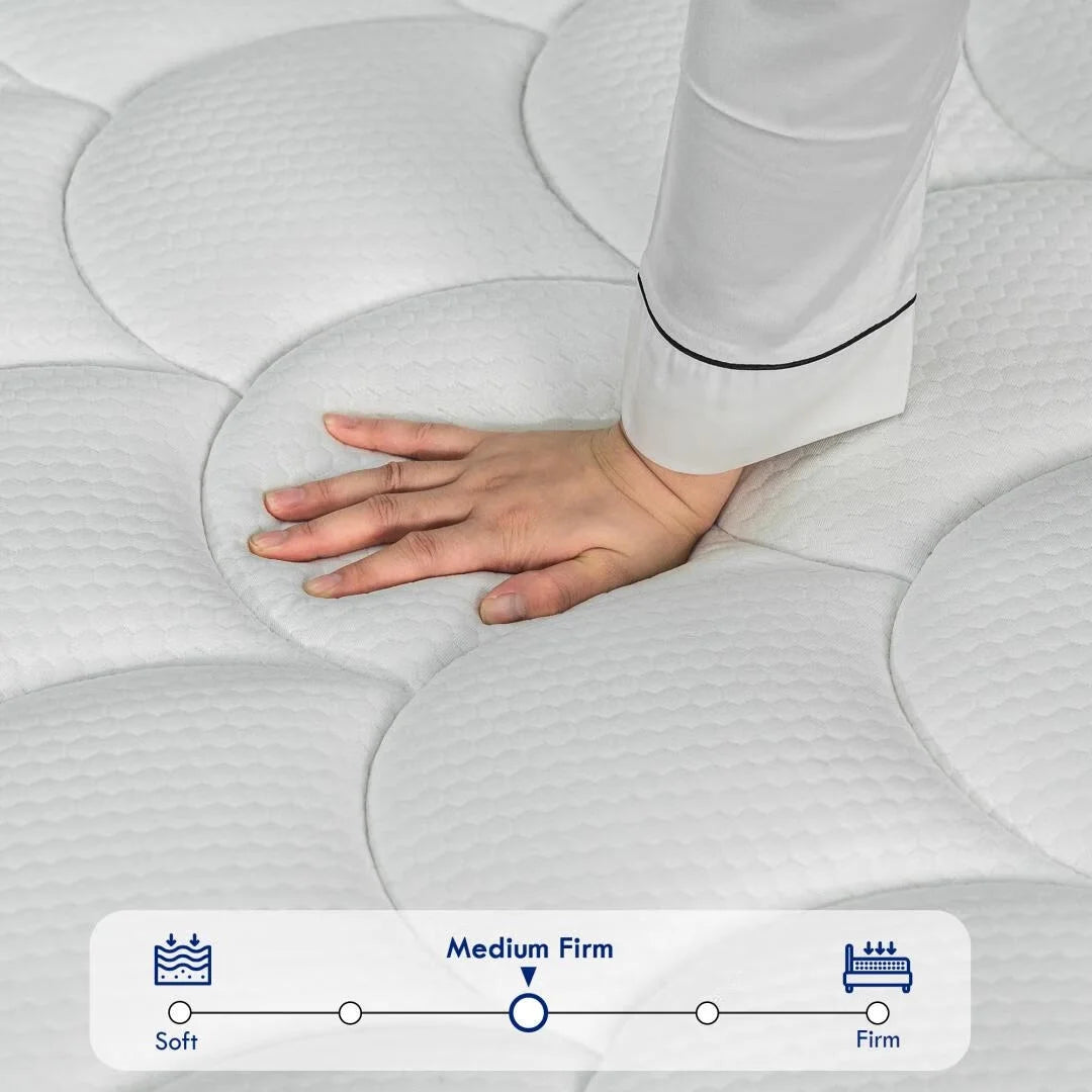 12'' Queen Hybrid Mattress, QUEEN ROSE Hybrid Firm Mattress in a Box with Gel Memory Foam, Individually Wrapped Pocket Coils Innerspring, Pressure-Relieving and Supportive, Mattress Queen Size