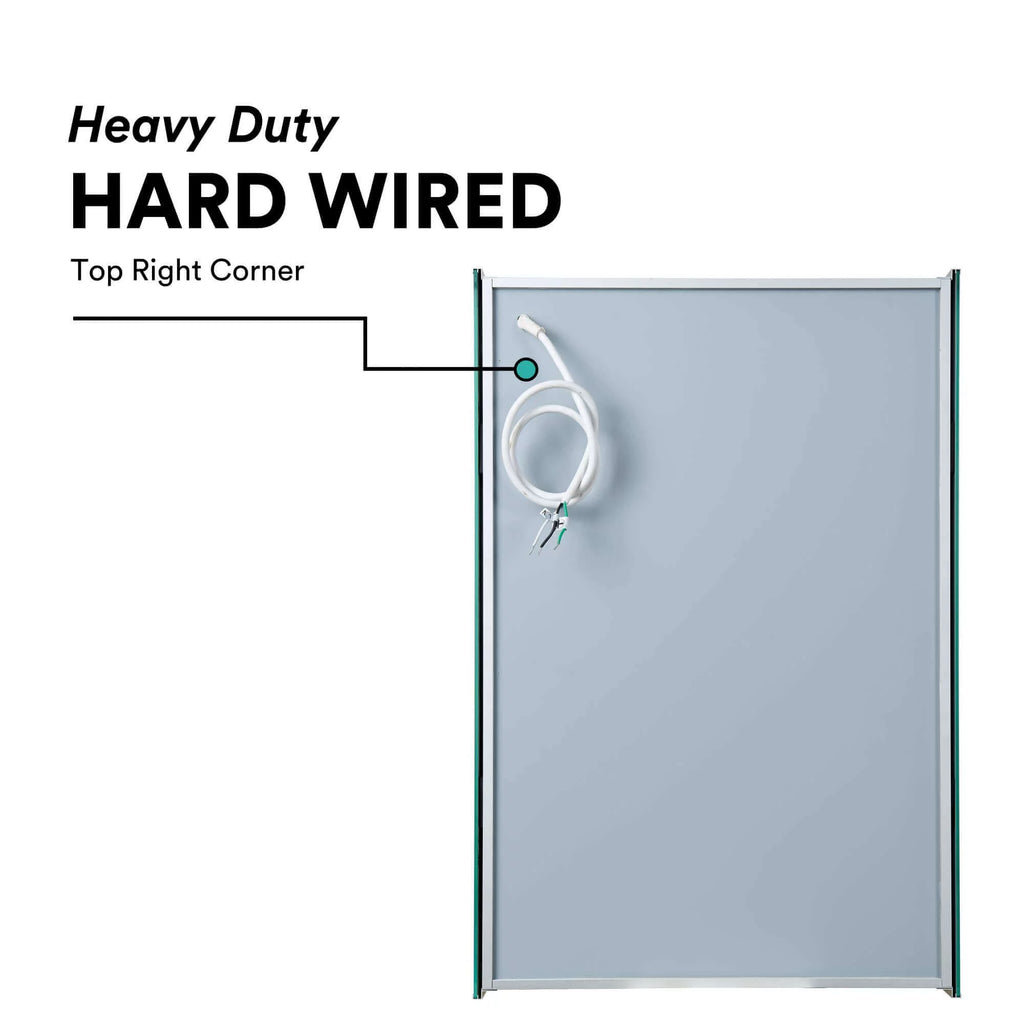 Bathroom Medicine Cabinet, Aluminum, Recessed/Surface Mount, 24" x 30", Left Hand Hinged, Mirrored w/LED