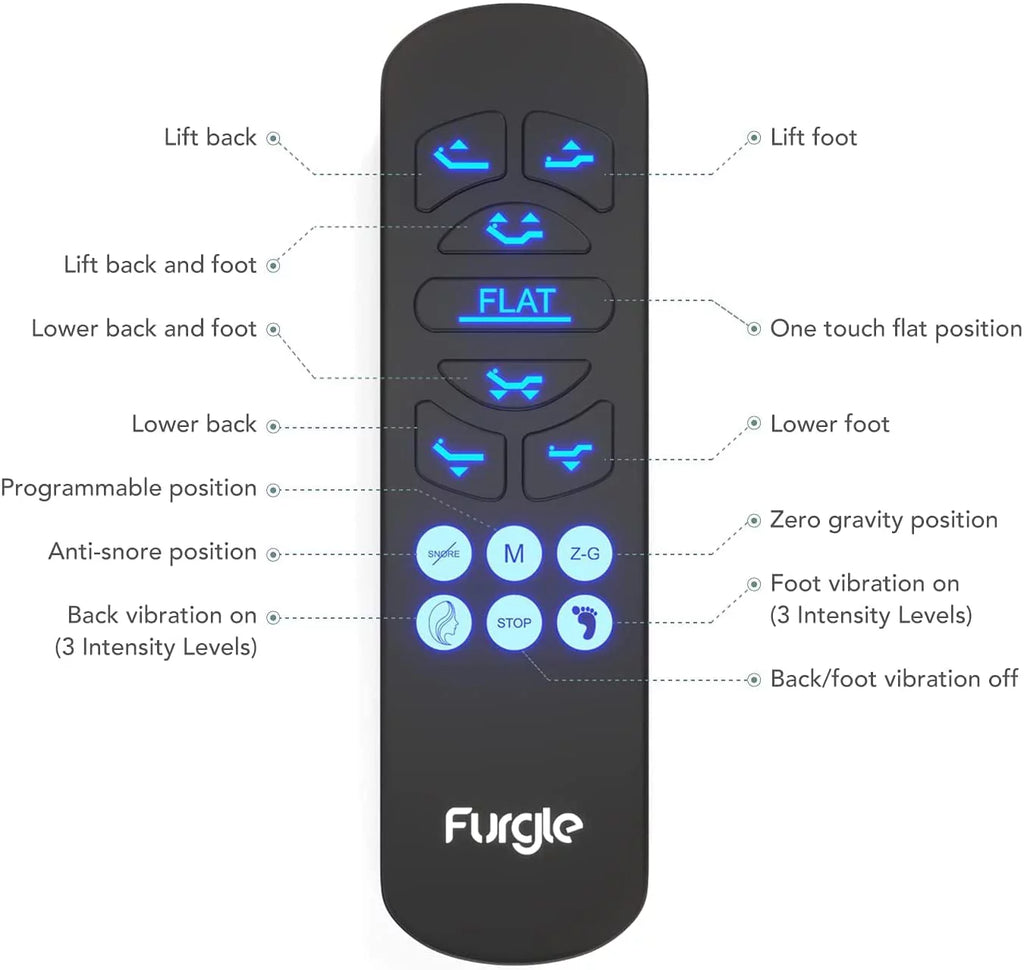 Adjustable Bed Frame Split King  Adjustable Bed Base for Stress Management  Zero Gravity Base  Head and Foot Incline with 3-Speed Massage  Anti-Snore  Memory Pre-Sets.