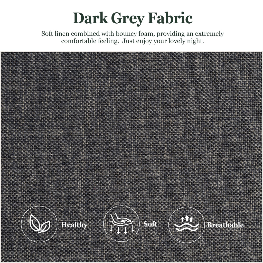 Amolife Queen Size Upholstered Platform Bed Frame with 3 Storage Drawers and Wooden Slats, Dark Gray