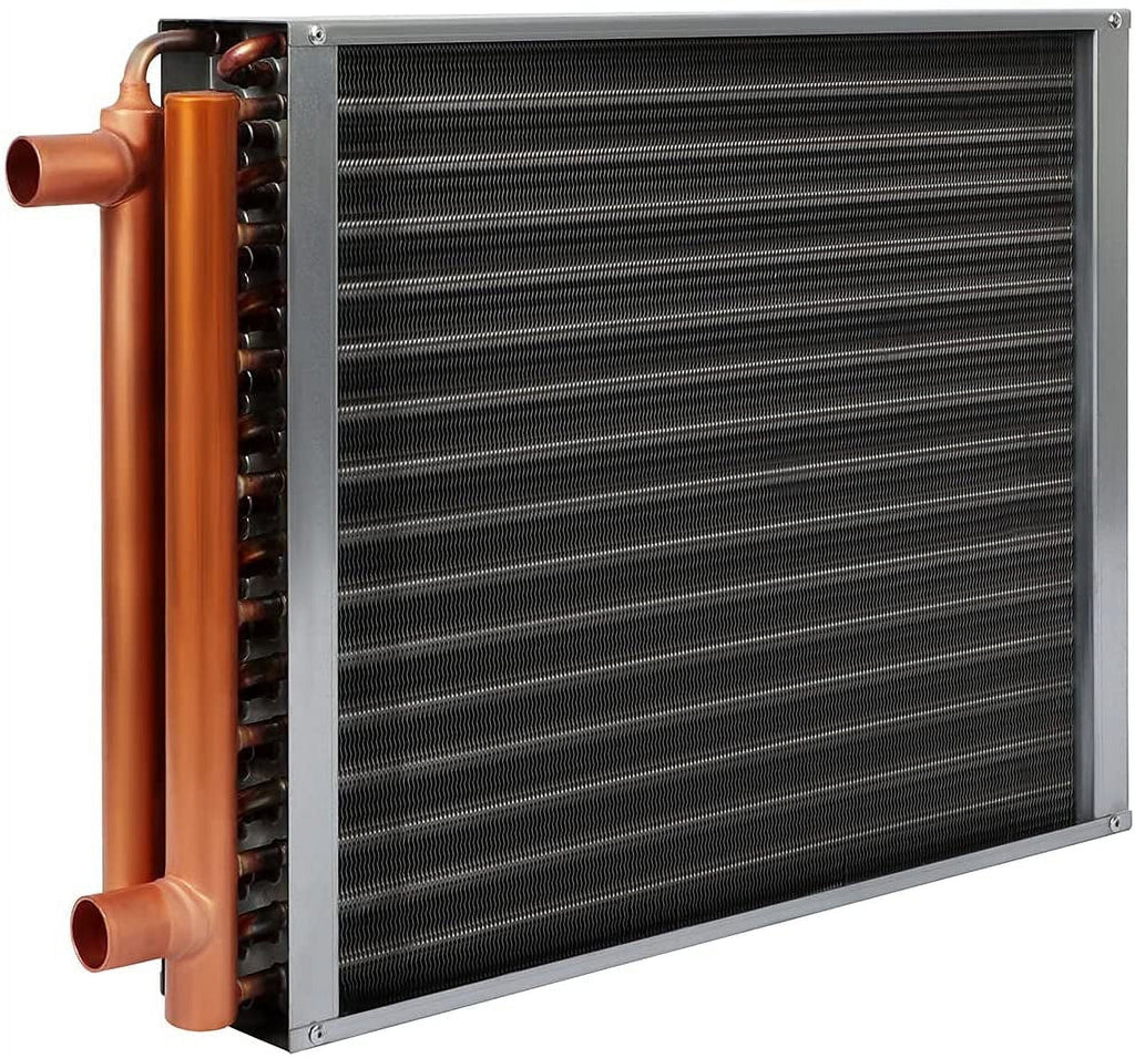 16"x18" Heat Exchanger Water To Air, Forced Air Heating with 1" Copper Ports Hot Water Coil for Outdoor Wood Furnaces, Residential Heating