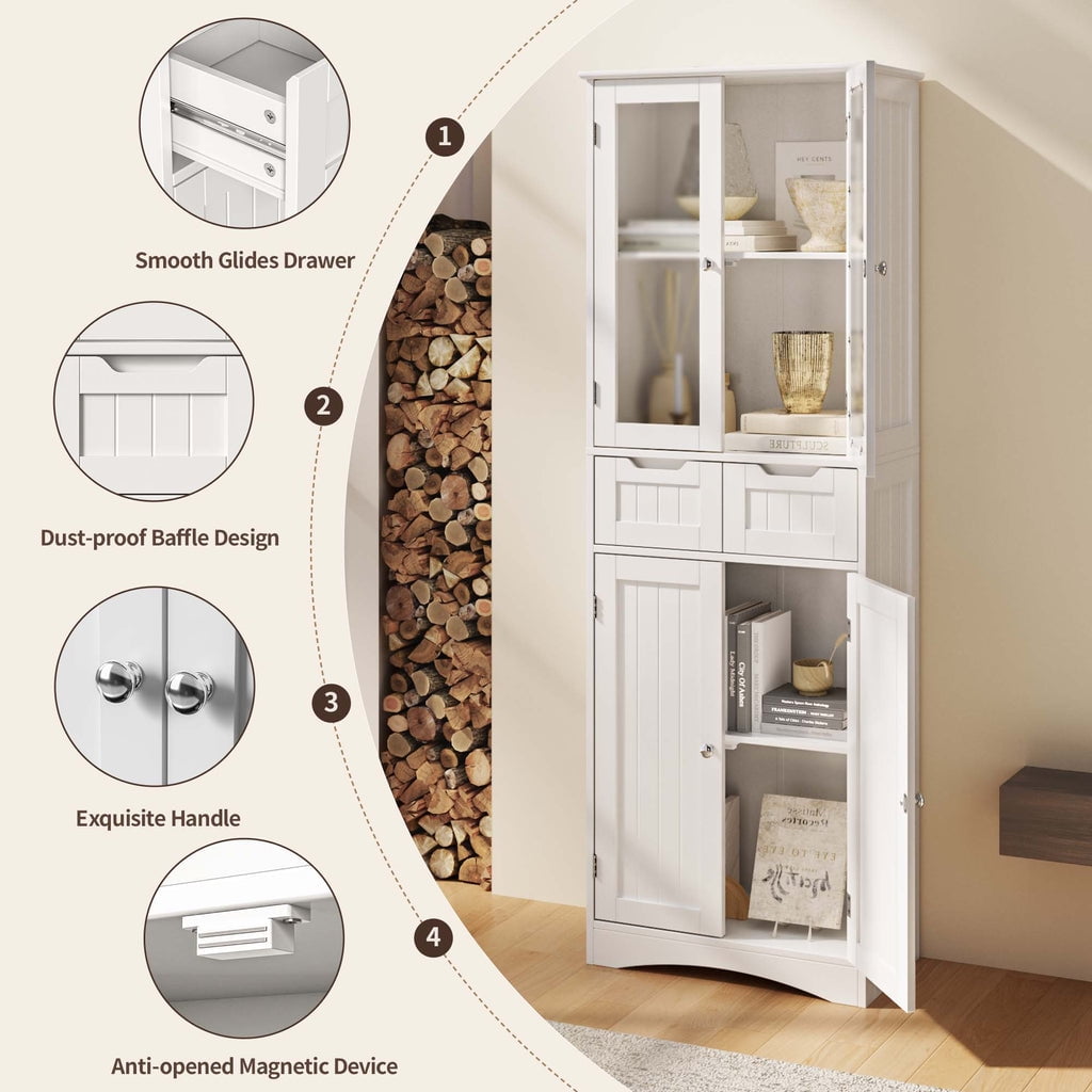 Aiho 47" H Kitchen Pantry Cabinet with 2 Doors and 2 Drawers, Solid & Sturdy, Storage Cabinet for Entryway, Kitchen - White