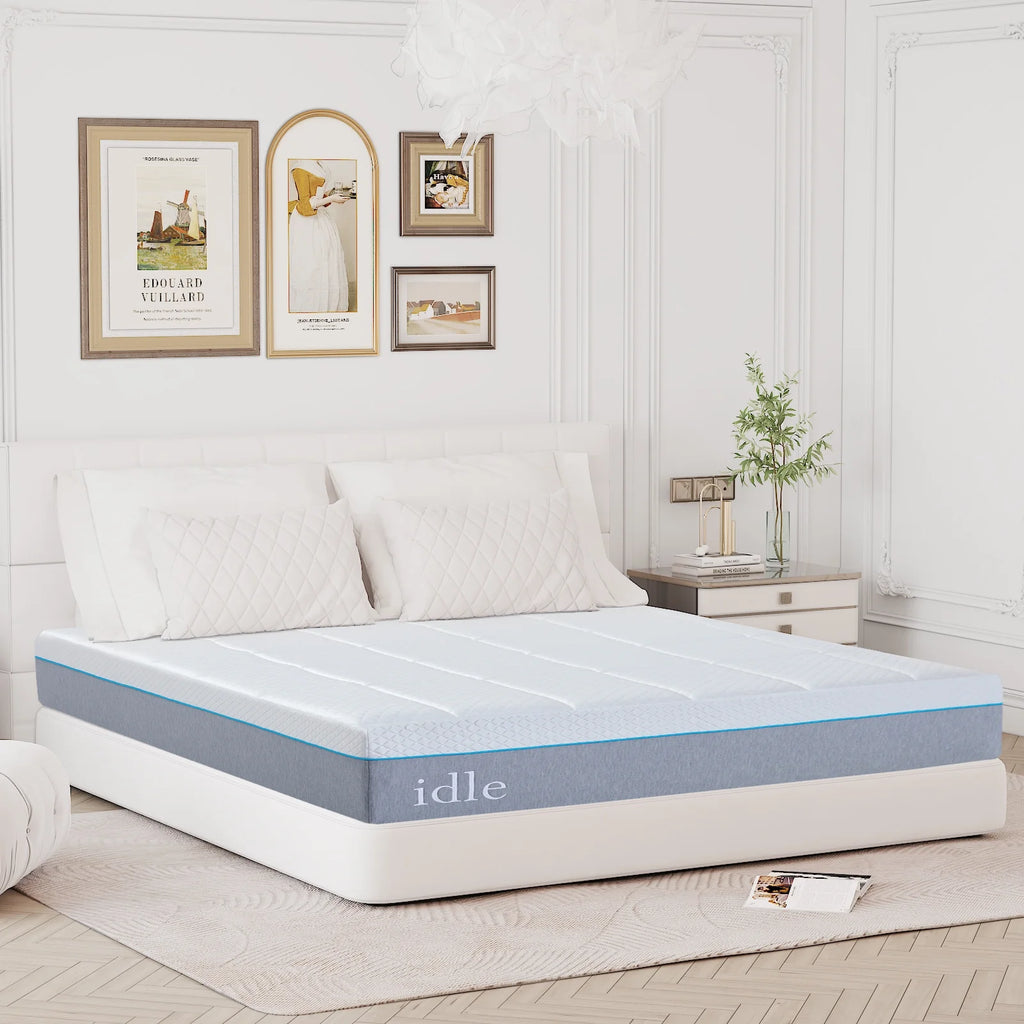 14'' Queen Cooling Mattress, Cooling Gel Memory Foam Mattress in a Box, CertiPUR-US Certified Made in USA, Medium Double Firm Mattress for Pressure Relief, White