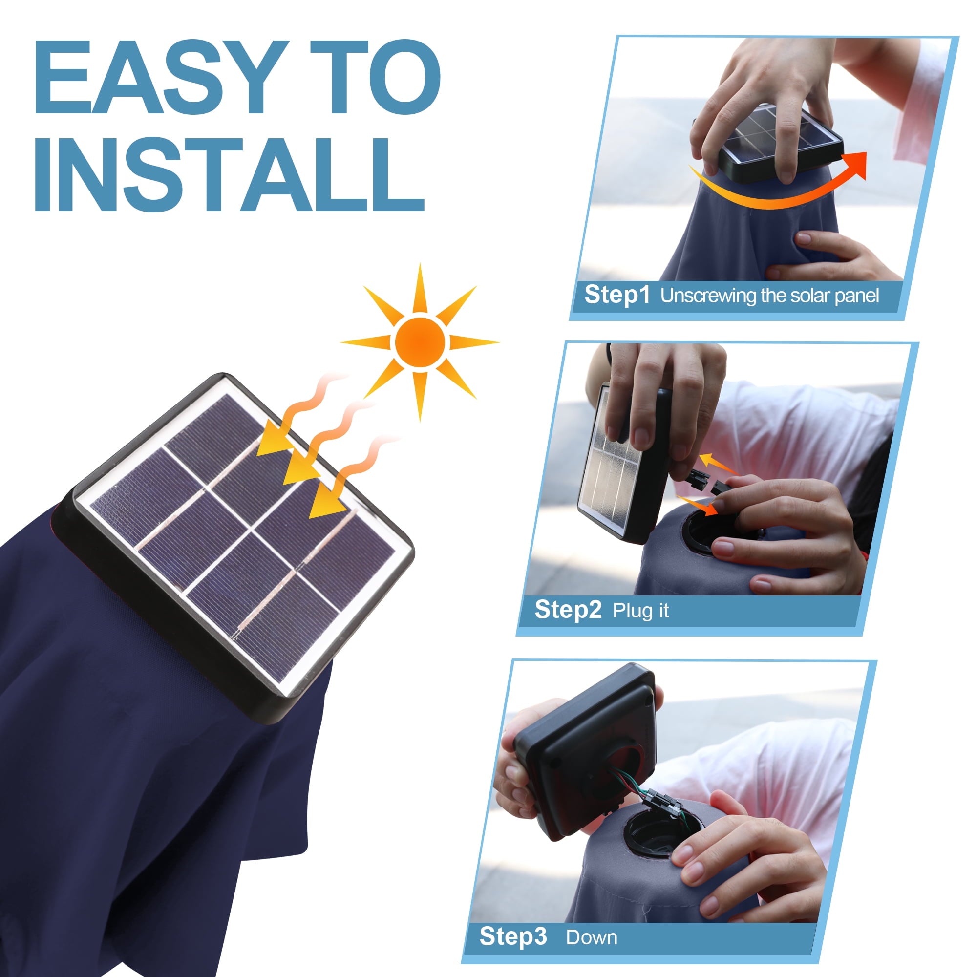 ABCCANOPY 7.5ft Patio Solar Umbrella LED Outdoor Umbrella with Tilt and Crank, Turquoise