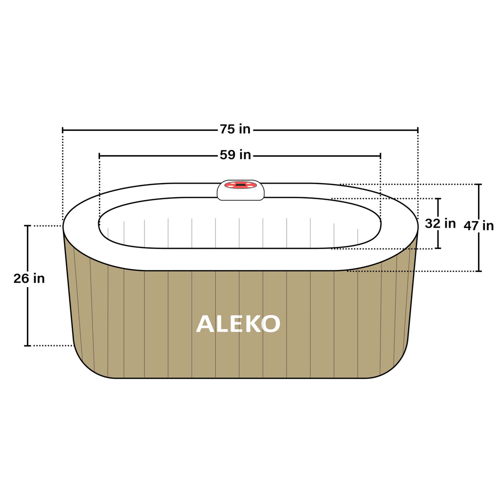 ALEKO 145 Gallon 2 Person Brown Oval Inflatable Jetted Hot Tub with Cover