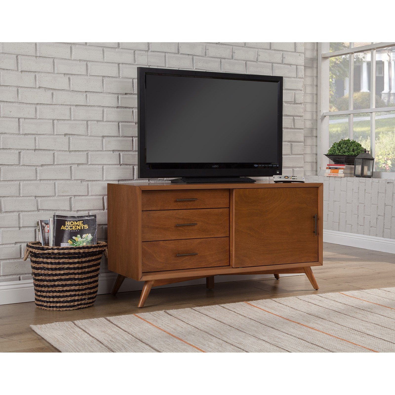 Alpine Furniture Flynn Small TV Console, Acorn