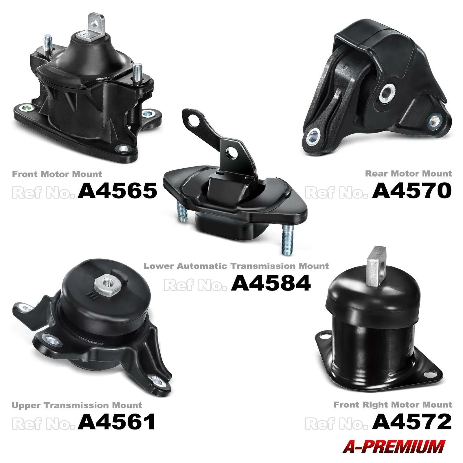 A-Premium 5PCS Engine Motor Mount & Transmission Mount Kits Compatible with Honda Accord 2008-2012 Crosstour 2012-2015 Acura TSX 2009-2014 2.4L Only
