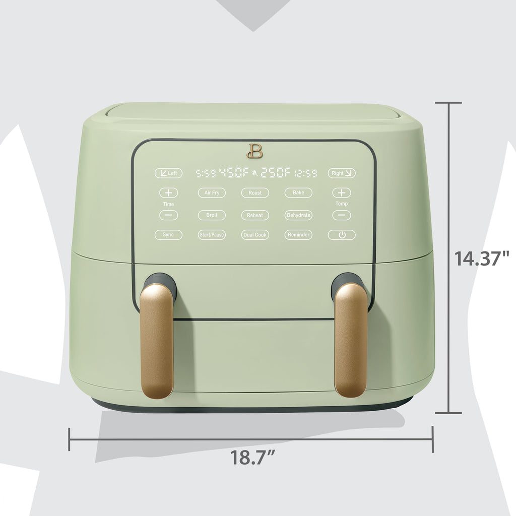 Beautiful 9 QT TriZone Air Fryer, White Icing by Drew Barrymore