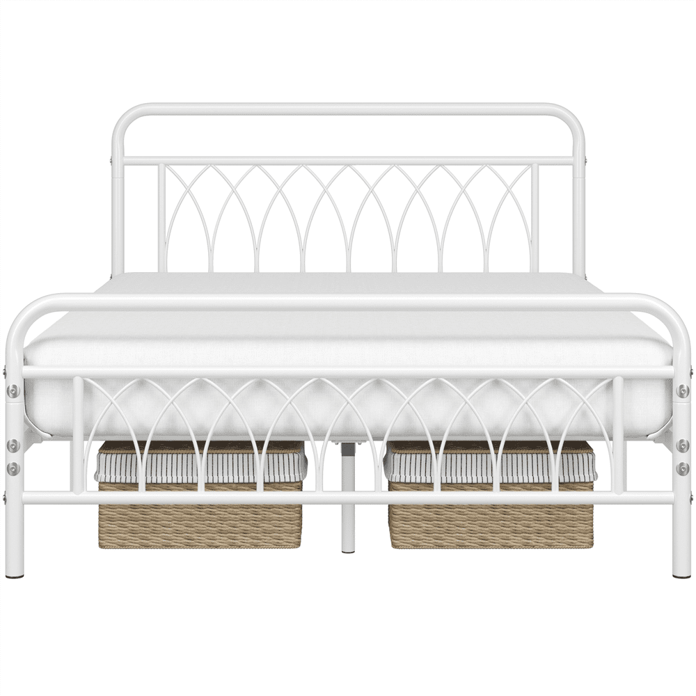 Alden Design Metal Platform Bed Frame with Headboard and Footboard, Twin, Antique Gold