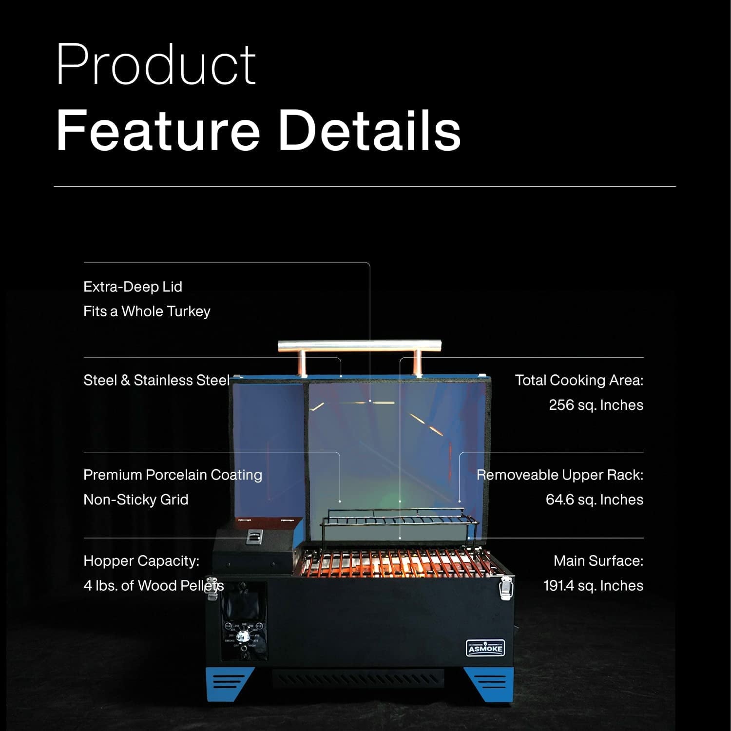 ASMOKE AS350 256-sg. in. Portable Wood Pellet BBQ Grill And Smoker Red