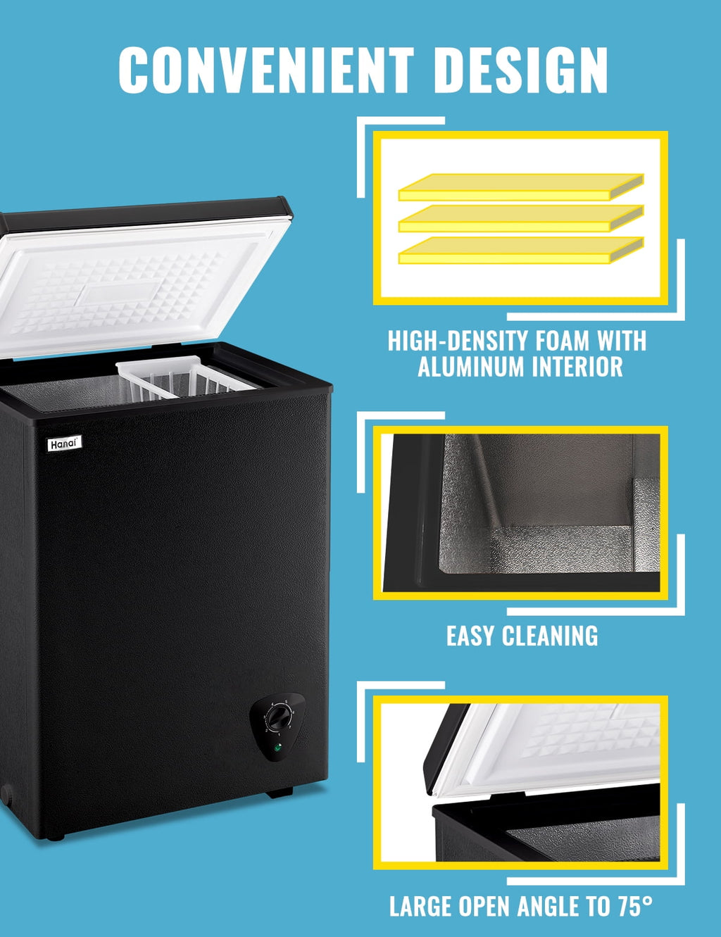 3.5 Cubic Feet Chest Freezer Small Deep Freezers with 7 Gears Temp Control Office Dorm Kitchen White