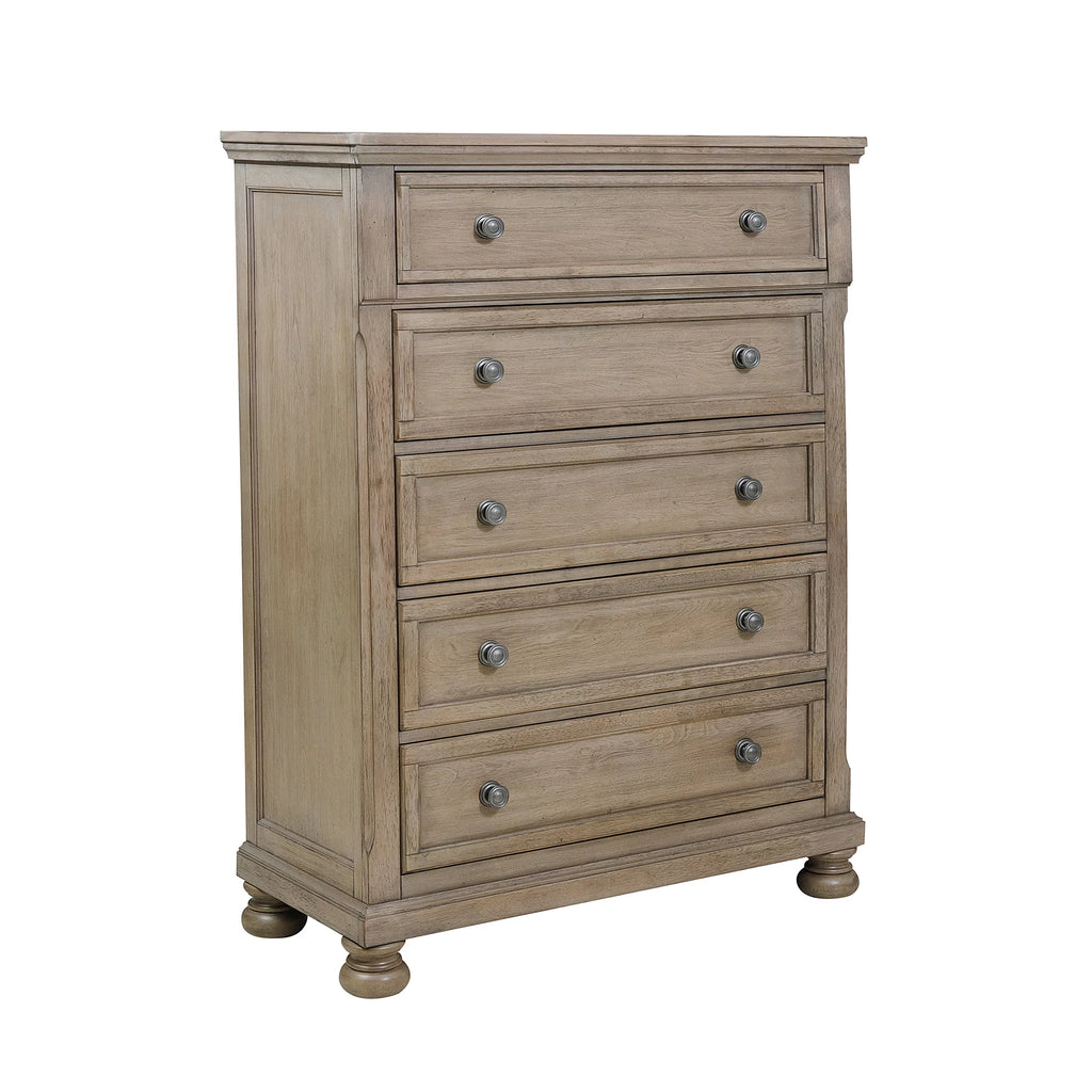 Bedroom Chest 1pc Wire Brushed Gray Finish Birch Veneer Drawers with Ball Bearing Glides Transitional Furniture