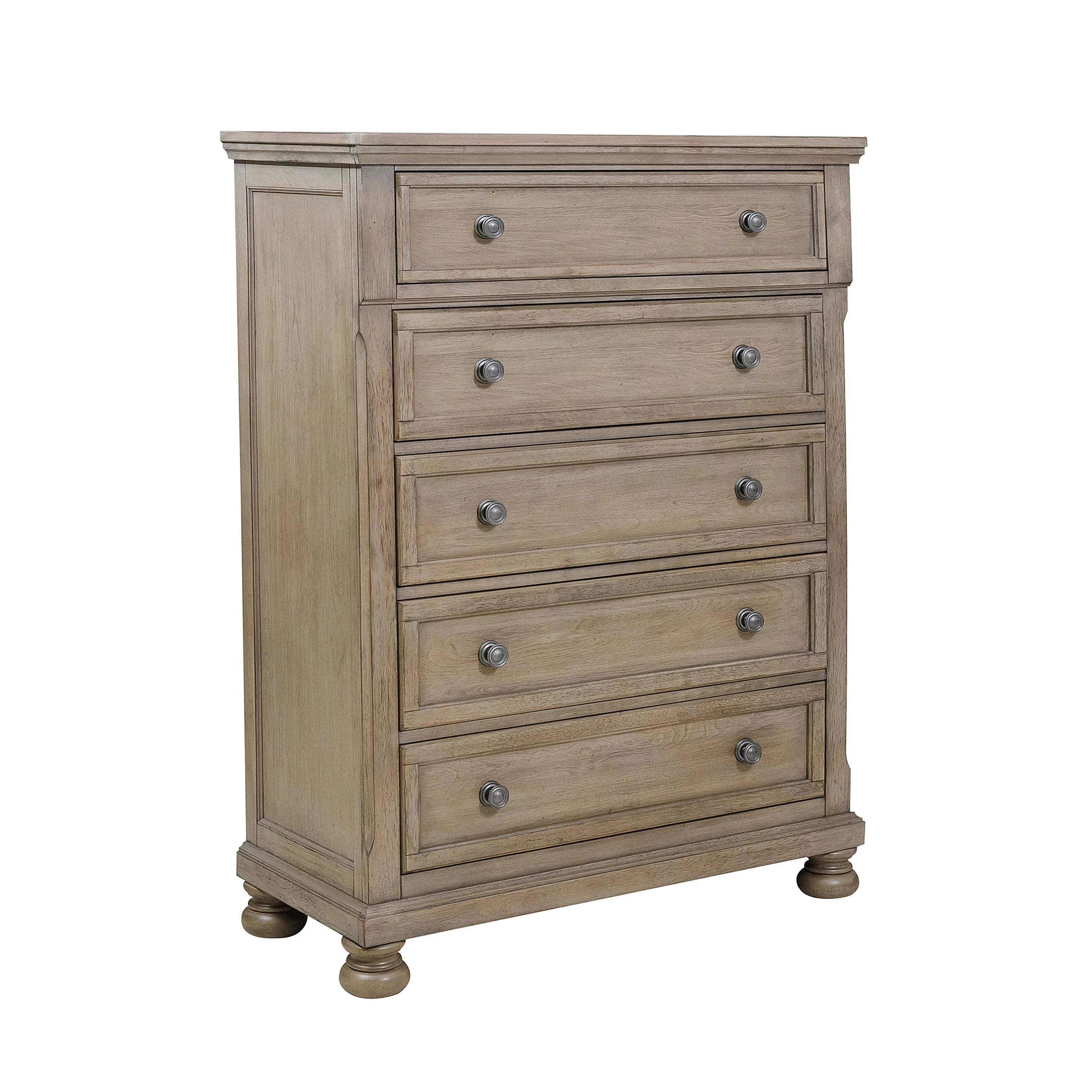 Bedroom Chest 1pc Wire Brushed Gray Finish Birch Veneer Drawers with Ball Bearing Glides Transitional Furniture
