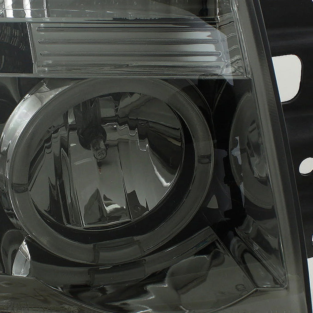 AKKON - For 2004-2015 Titan Smoked Dual Halo LED Projector Headlights + Dark Red Tail Light Lamp