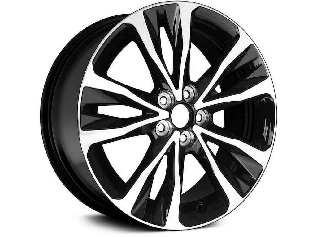 Aluminum Wheel - Machined and Black - 10 Spoke - 5 Lug - 17 x 7 Inch - 39mm Offset - Compatible with 2017 - 2019 Toyota Corolla 2018