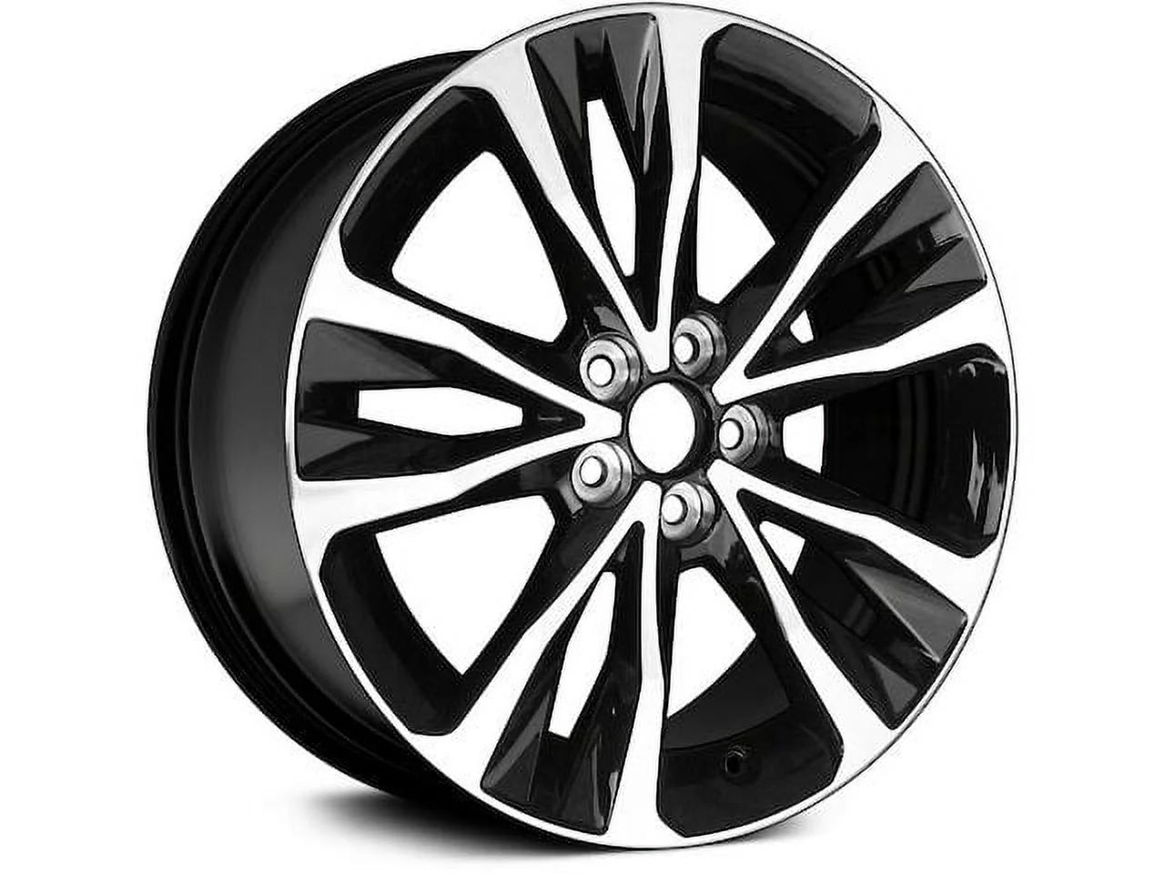 Aluminum Wheel - Machined and Black - 10 Spoke - 5 Lug - 17 x 7 Inch - 39mm Offset - Compatible with 2017 - 2019 Toyota Corolla 2018