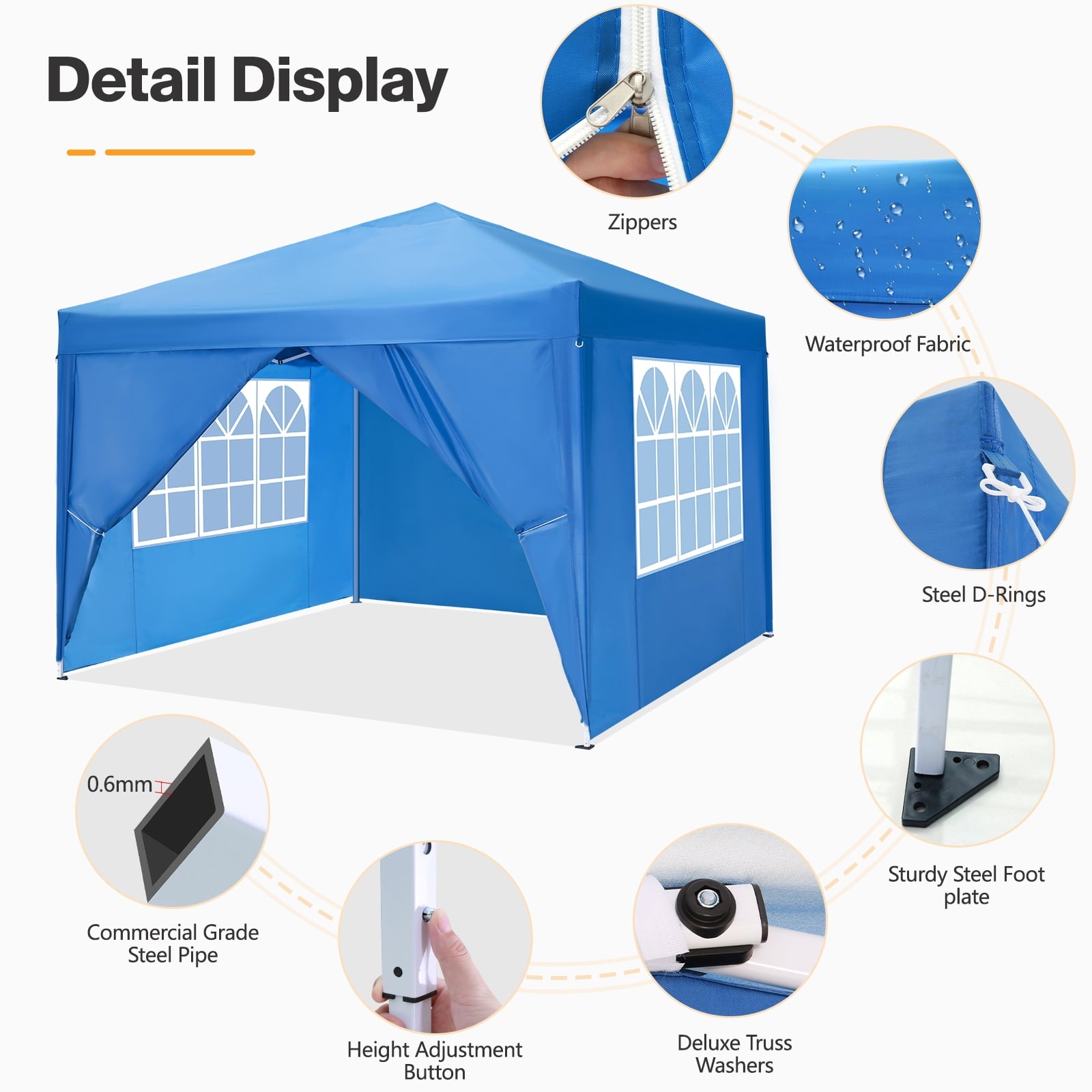 10'x 10' Pop up Canopy 1 Person Setup Canopy Portable Outdoor Party Instant Shelter with 4 Removable Sidewalls & Carrying Bag for Wedding Picnics Camping, White