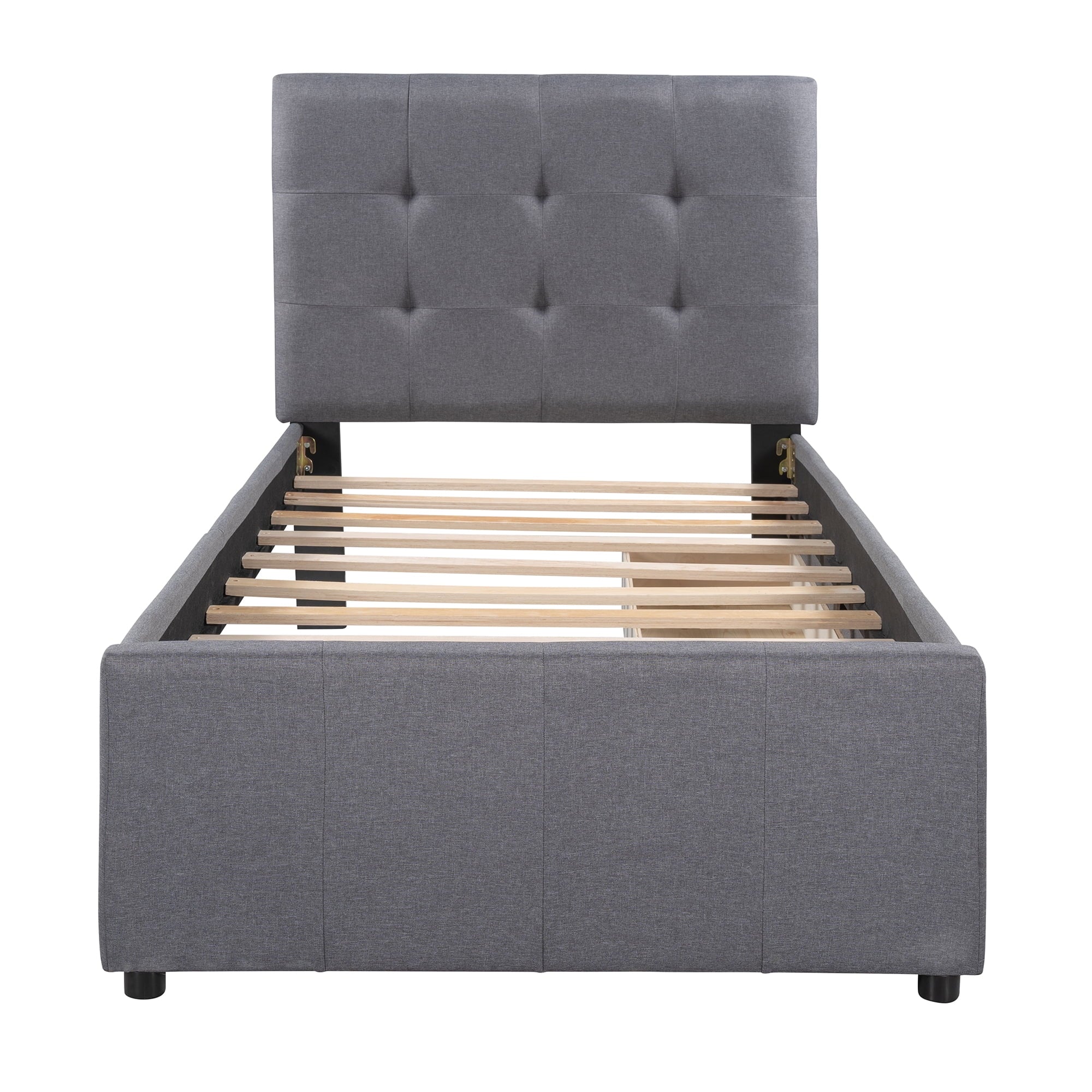 Bellemave Linen Upholstered Platform Bed With Headboard and Two Drawers, Twin