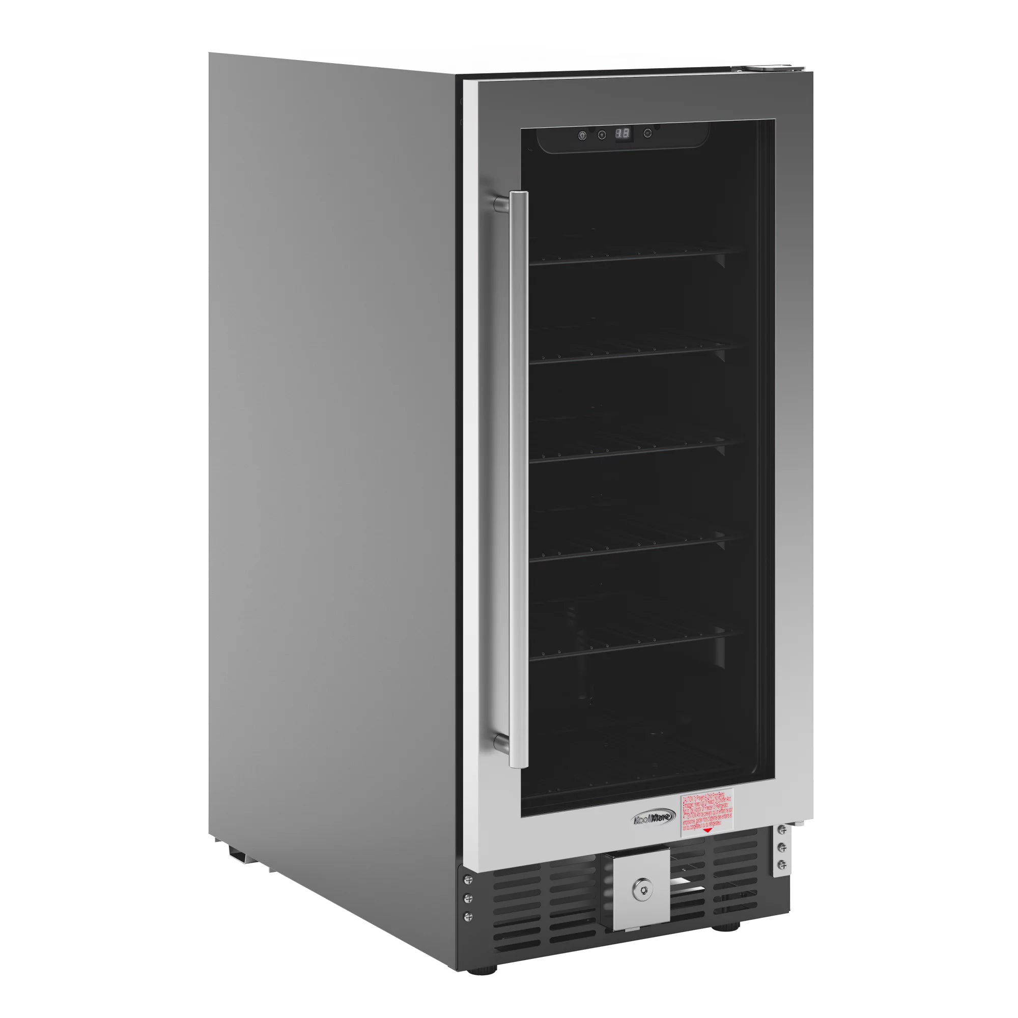 15 in. Small Stainless Steel, Glass-Door Built-In Refrigerator and Beverage Cooler, 3 cu. ft. - KM-BIR3C-GD.