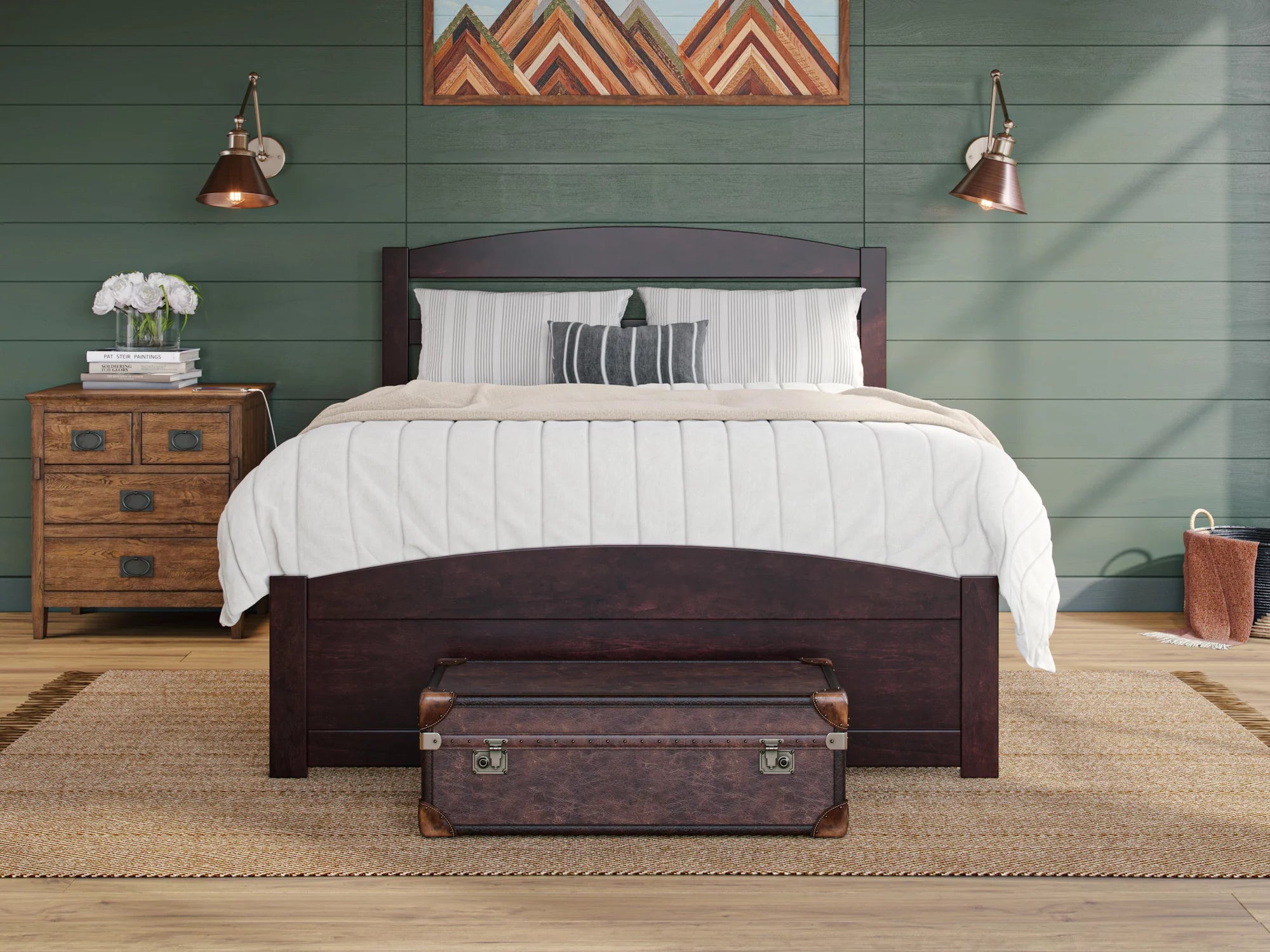 AFI Warren 14" Queen Wood Platform Bed Frame with Headboard and Footboard, Espresso