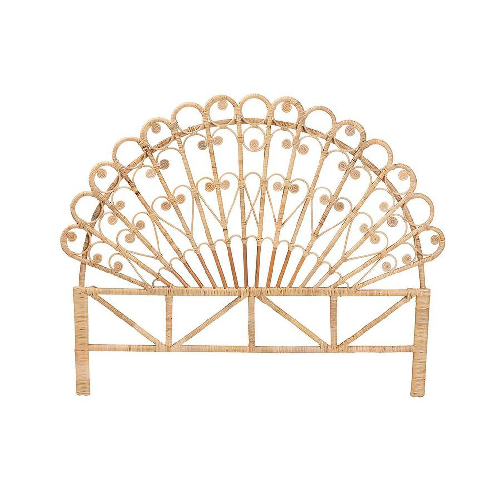 bali & pari Rasima Modern Bohemian Natural Brown Rattan Queen Size Standalone Headboard