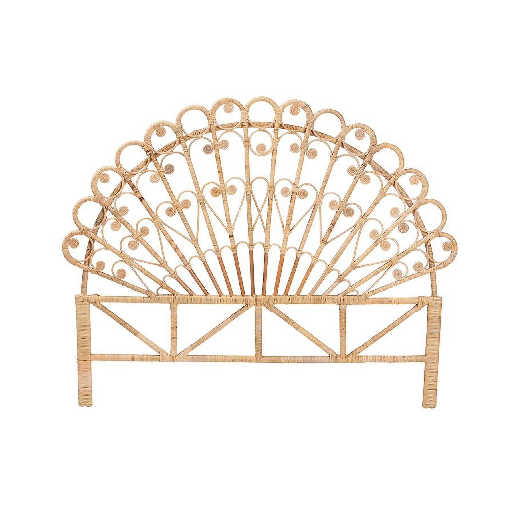 bali & pari Rasima Modern Bohemian Natural Brown Rattan Queen Size Standalone Headboard