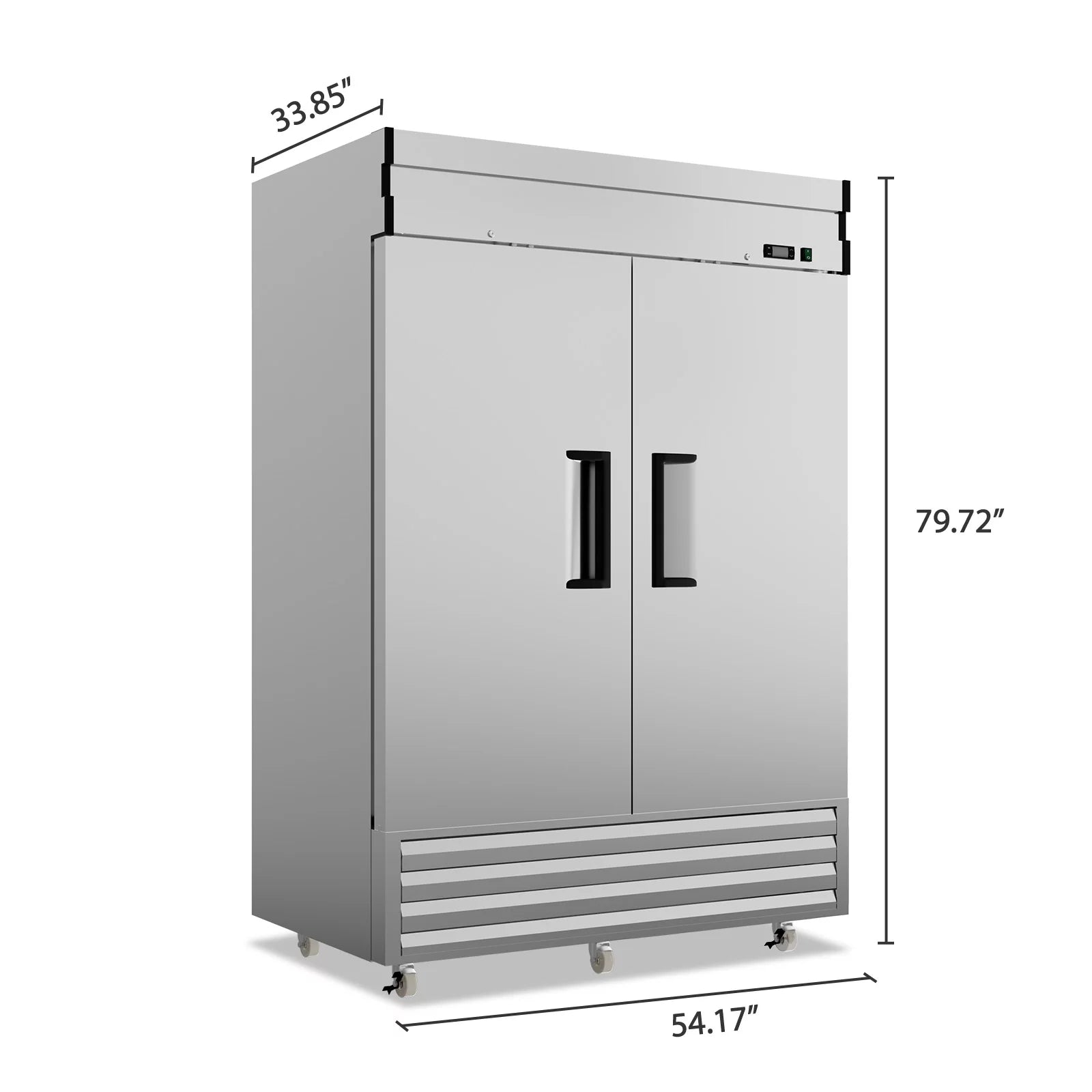 54"W Commercial Refrigerator, 2 Section Reach-in Solid Door, 49 Cu.ft Stainless Steel Upright Commercial Refrigerator, for Restaurant Shop Bar Residentials