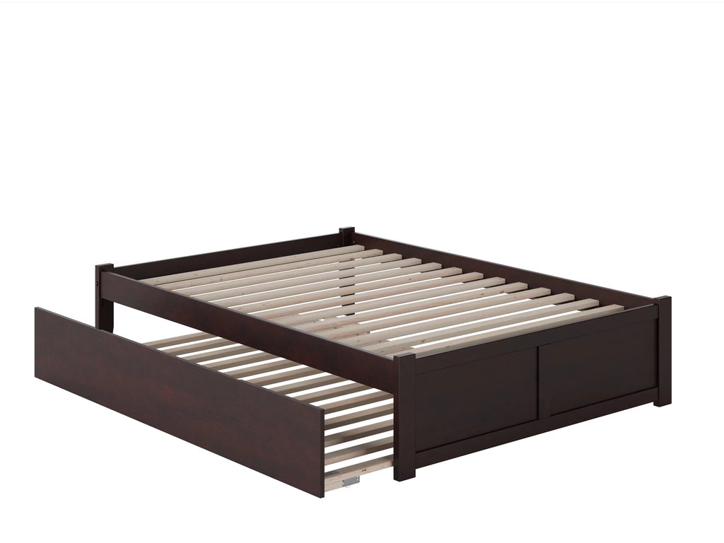 AFI Concord Full Solid Wood Platform Bed with Footboard & Full Trundle in Espresso