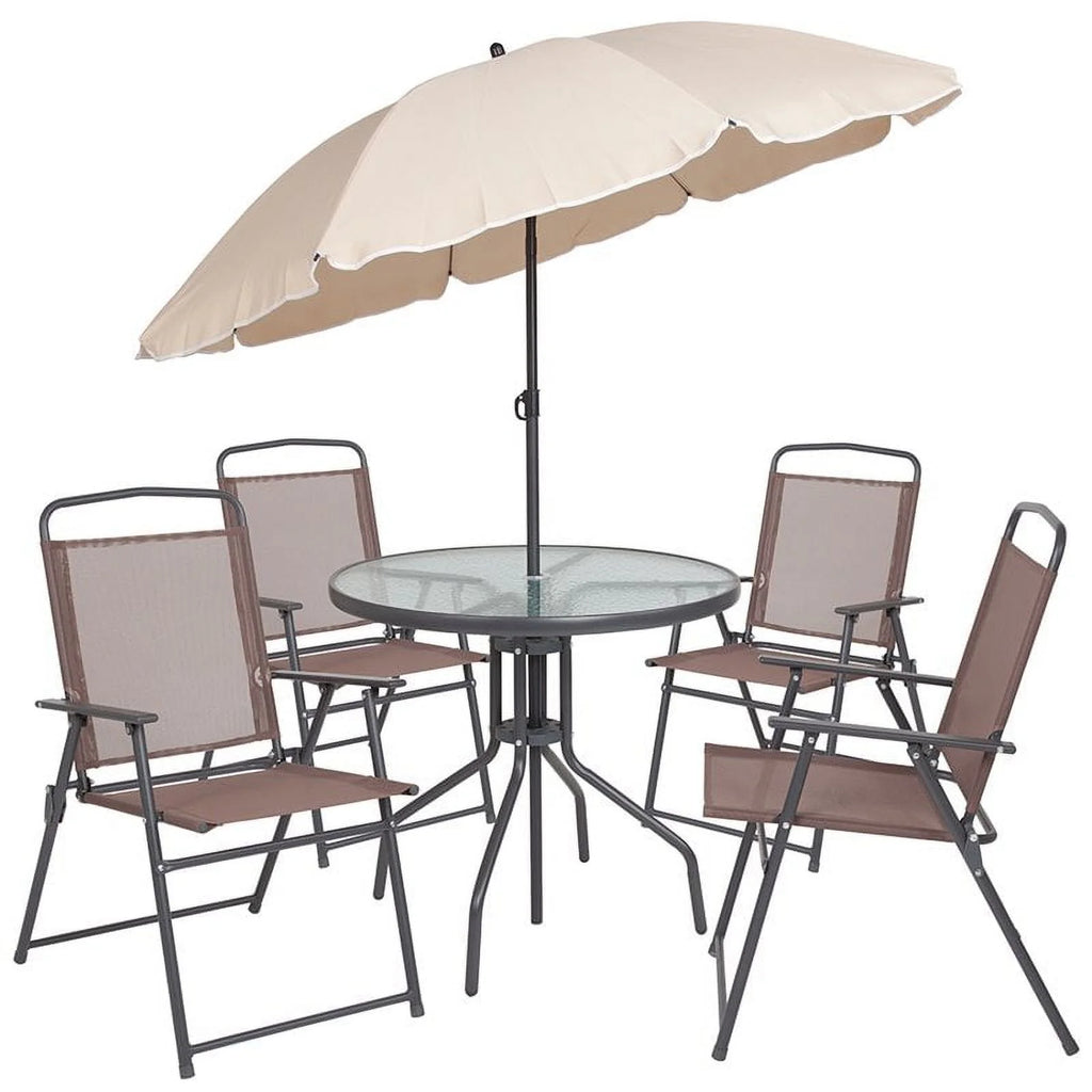 Afuera Living Contemporary 6 Piece Patio Dining Set with Umbrella