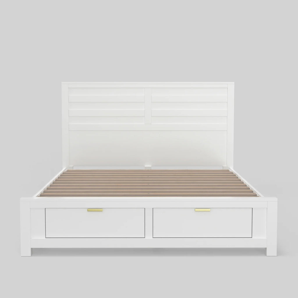 Alpine Furniture Carmel Wood Queen Storage Bed in White