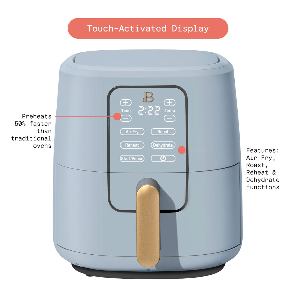 Beautiful 6 Qt Air Fryer with TurboCrisp Technology and Touch-Activated Display, White Icing by Drew Barrymore
