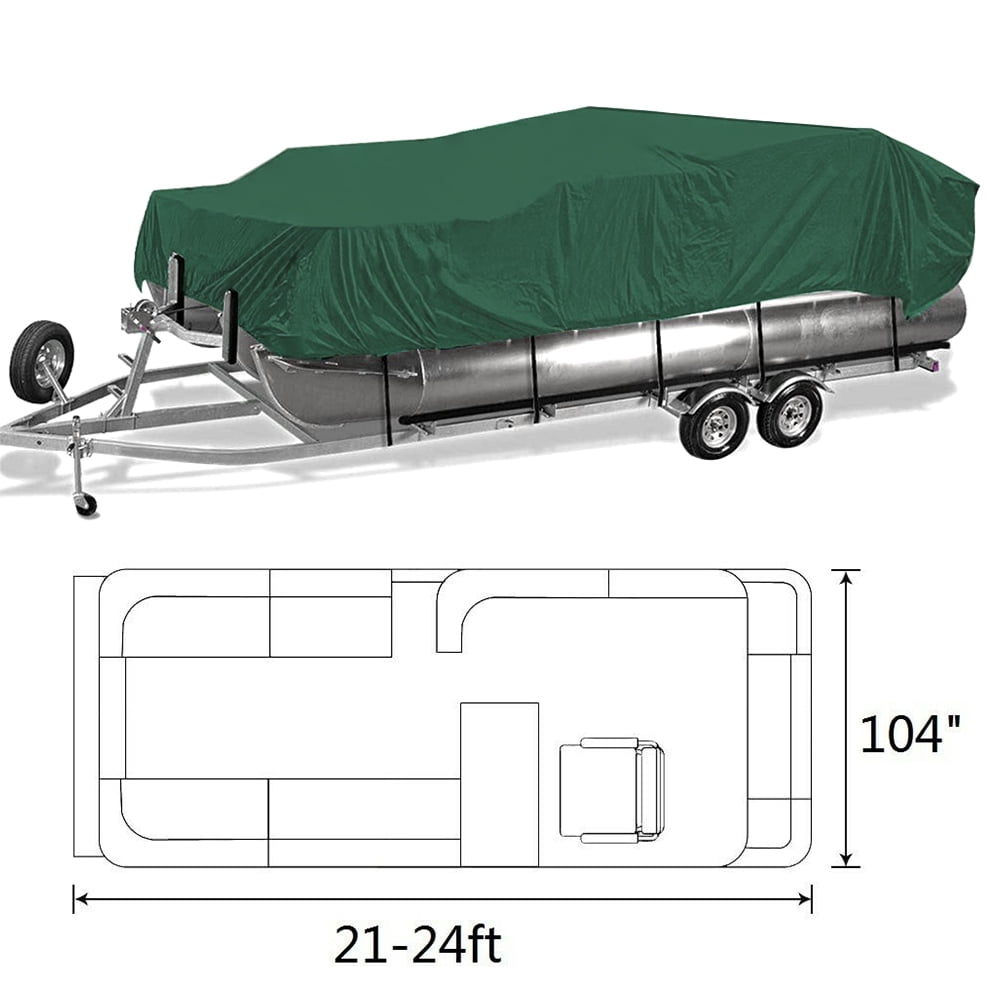17-24Ft 210D Anti-UV Waterproof Pontoon Fabric Boat Cover Trailerable Fish Ski Blue And Black