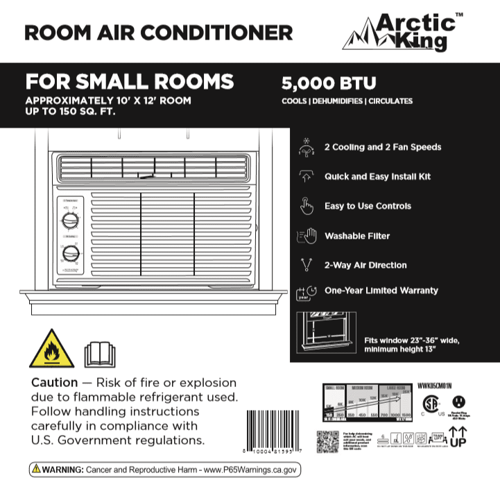 Arctic King 5,000 BTU 115V Mechanical Window Air Conditioner, WWK05CM01N