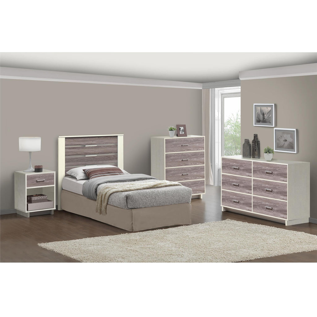 Ameriwood Home Lennon Tall 5 Drawer Dresser, Medium Brown and Faux Rattan