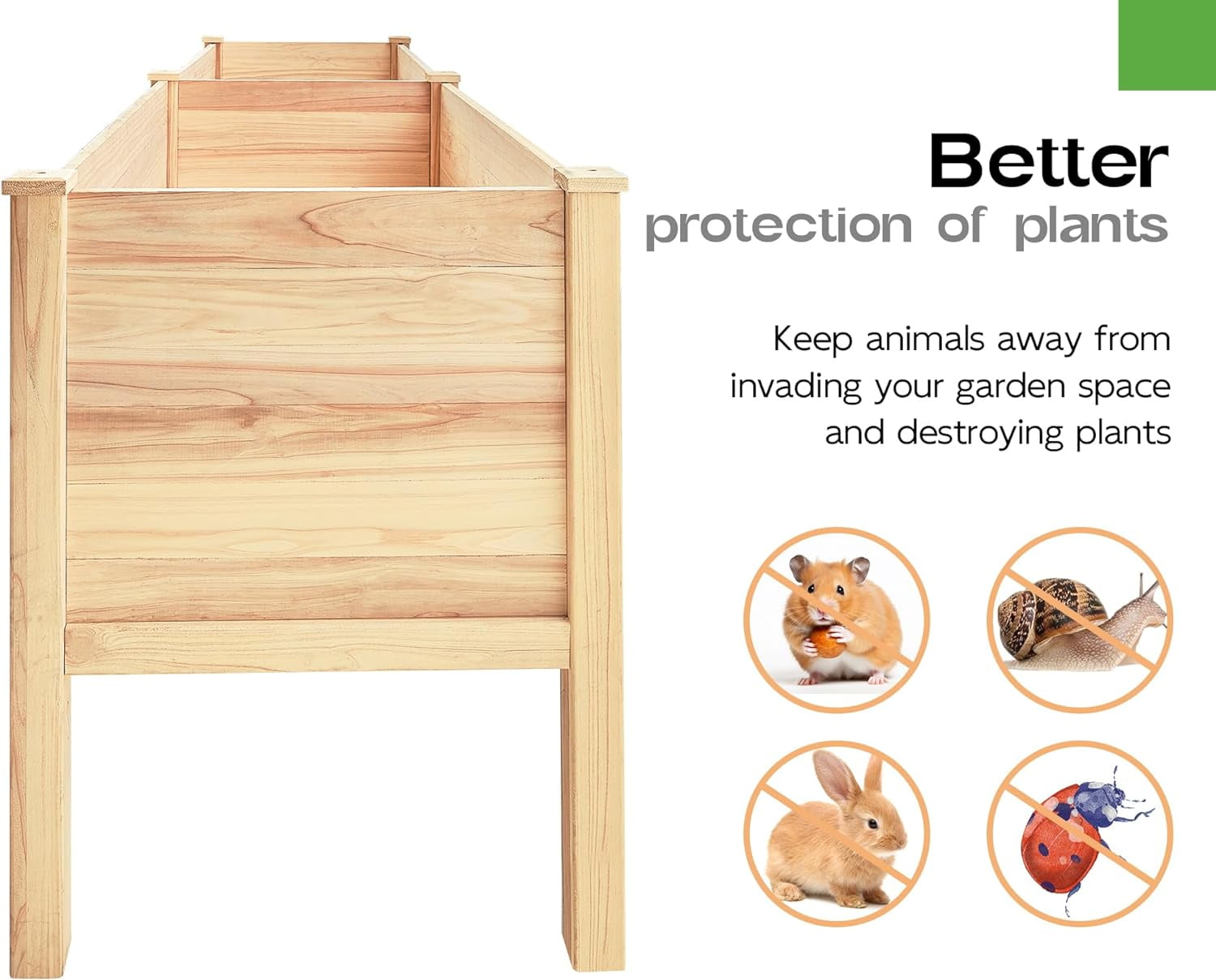 AMERLIFE Raised Garden Bed 4x2x2.6 ft Large Capacity Planter with Drain Hole for Growing Plants