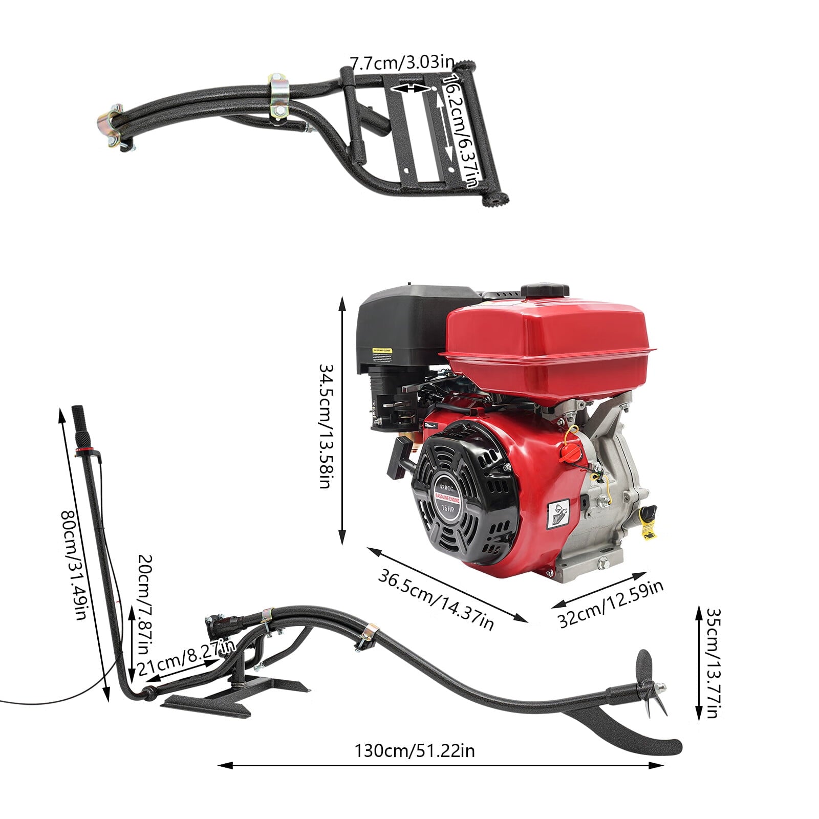 Aiqidi 15HP 4 Stroke Outboard Motor, 420CC GB420 Single Cylinder General Gasoline Fishing Boat Engine+Bracket